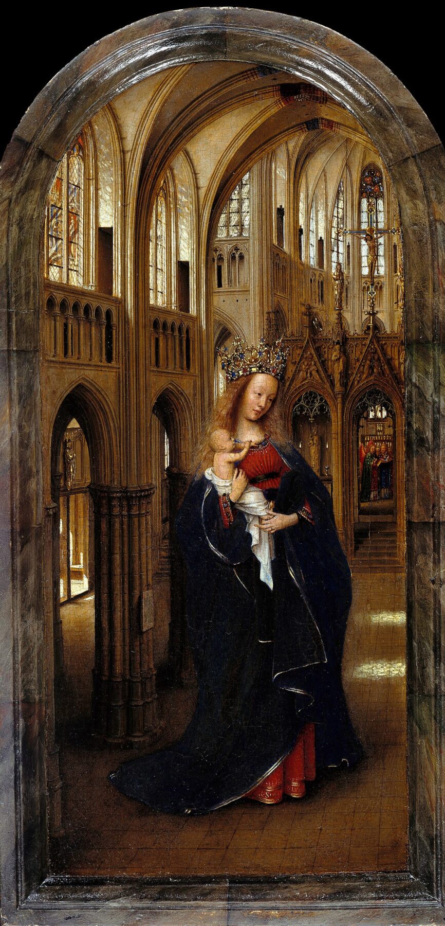 ヤン・ファン・エイク『教会の聖母子』1438〜1440年頃 油彩・板 絵画館(ベルリン)所蔵