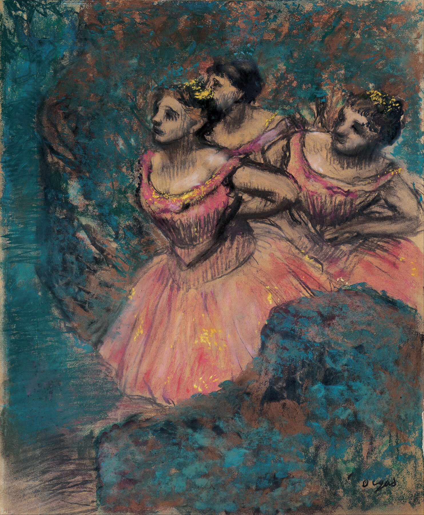 『赤い衣裳をつけた三人の踊り子』 エドガー・ドガ 1896年 パステル・紙 大原美術館所蔵