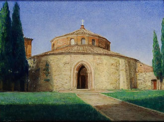 ペルージャのサンタンジェロ聖堂 　油彩　15x20