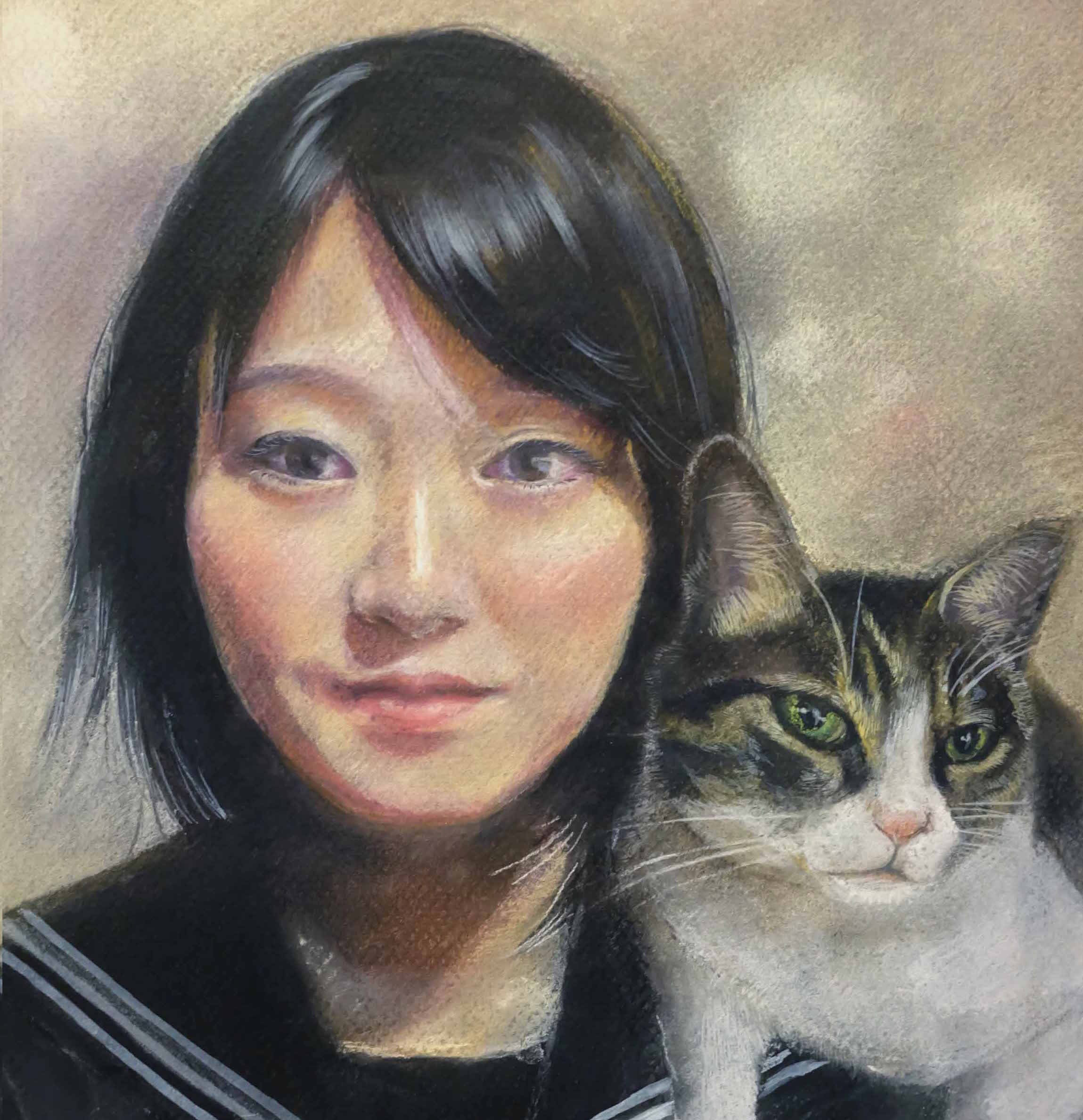 うちのこ肖像画 アクリル画キャンバス 清々し