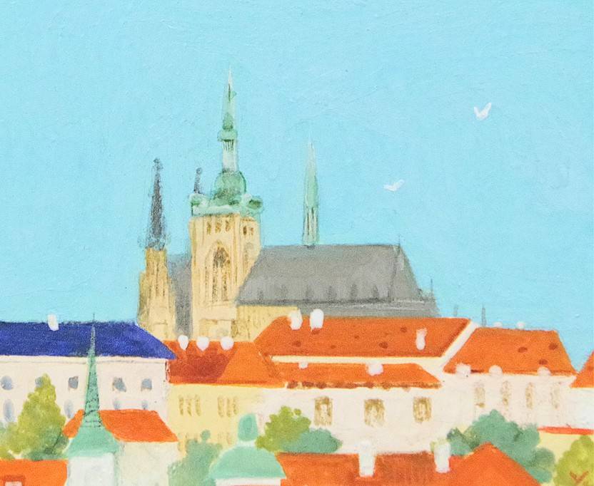 「Praha」中上佳子　日本画　(6.0×7.2cm)