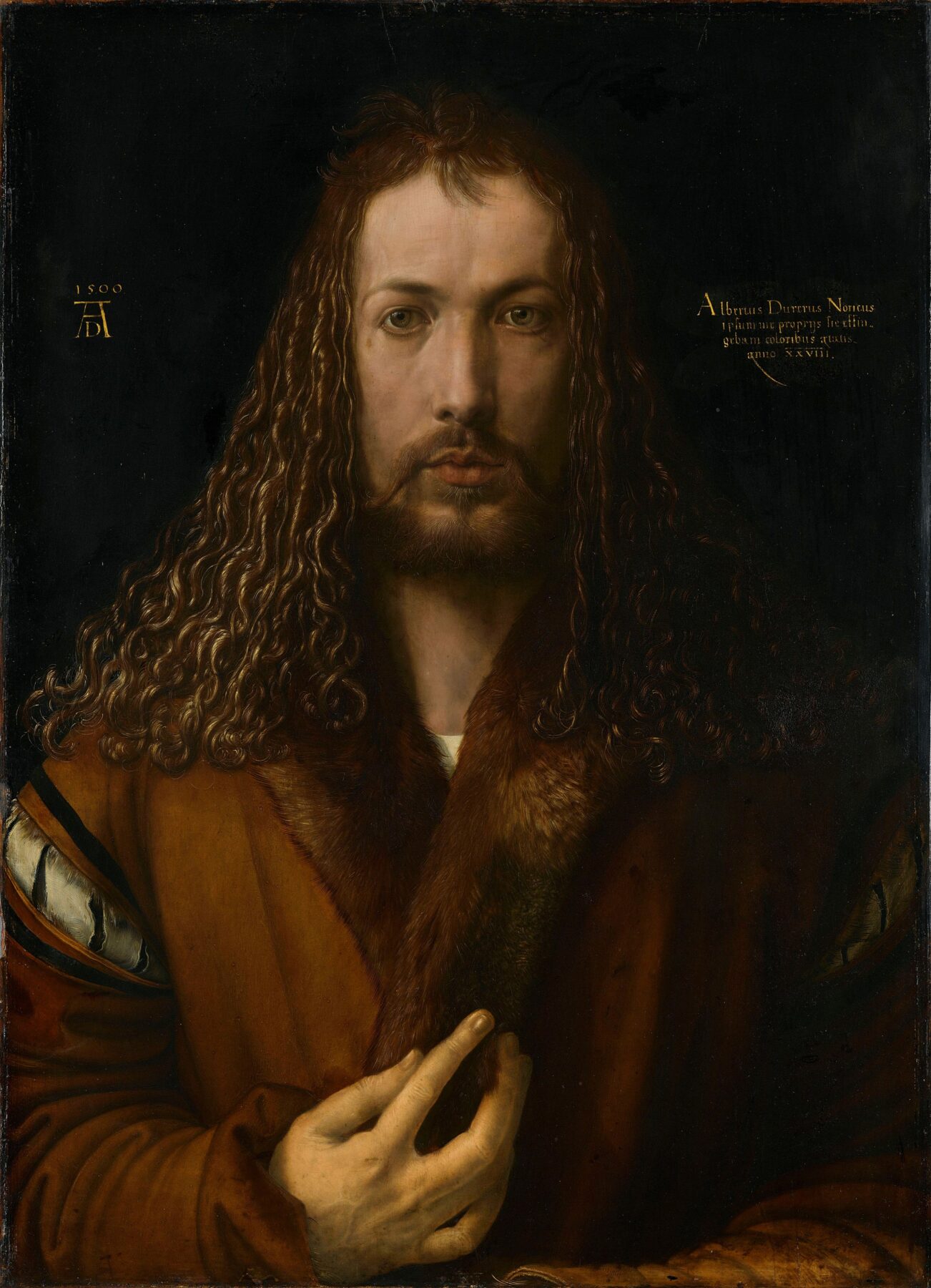 『自画像』 アルブレヒト・デューラー 1500年 油彩・菩提樹板 67.1×48.9cm アルテ・ピナコテーク所蔵