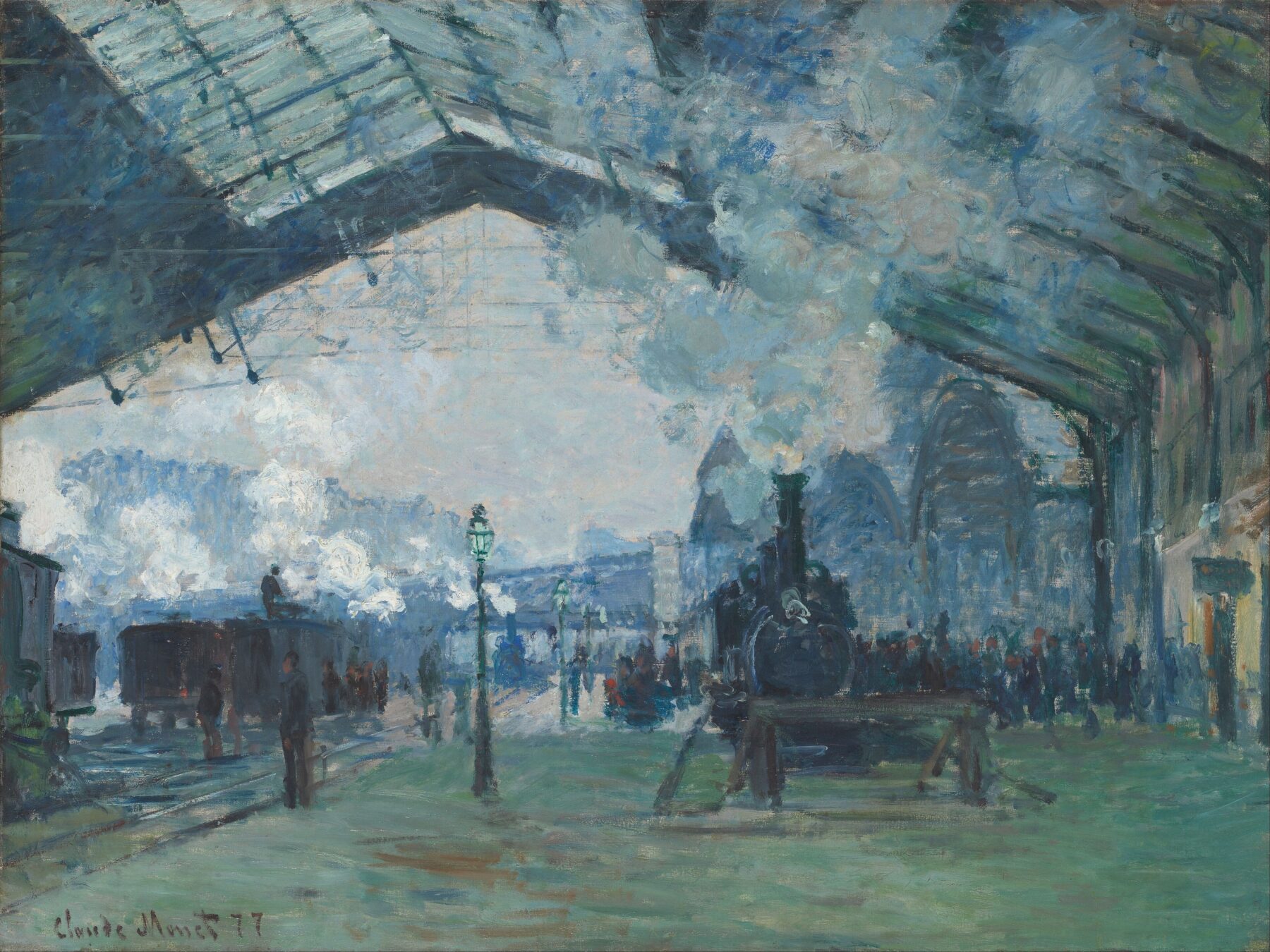 『ノルマンディー列車の到着、サン＝ラザール駅』 クロード・モネ 1877年 油彩・キャンバス 59.6×80.2cm シカゴ美術館所蔵
