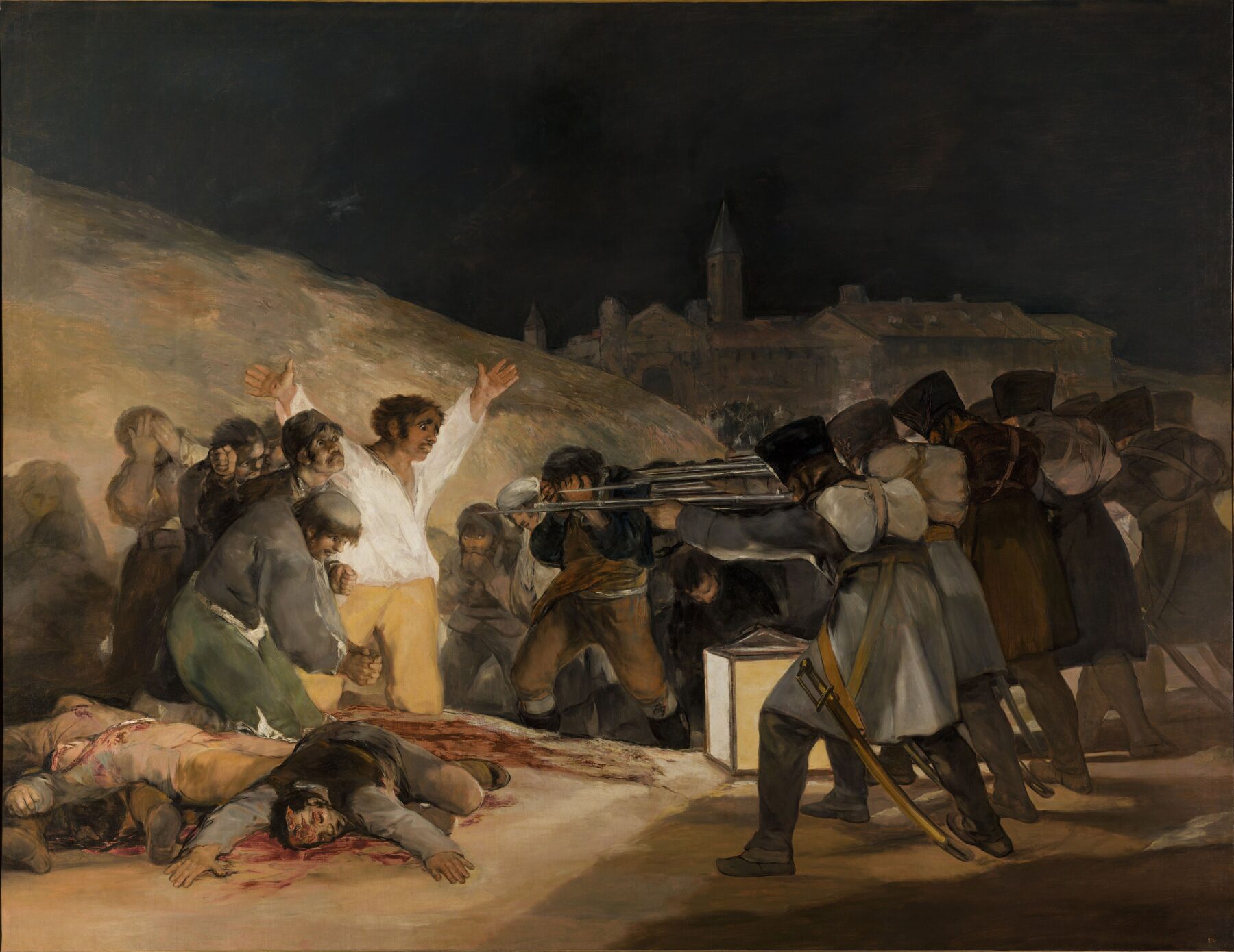『1808年5月3日』 フランシスコ・デ・ゴヤ 1814年 油彩・キャンバス 266×345cm プラド美術館所蔵（マドリード）