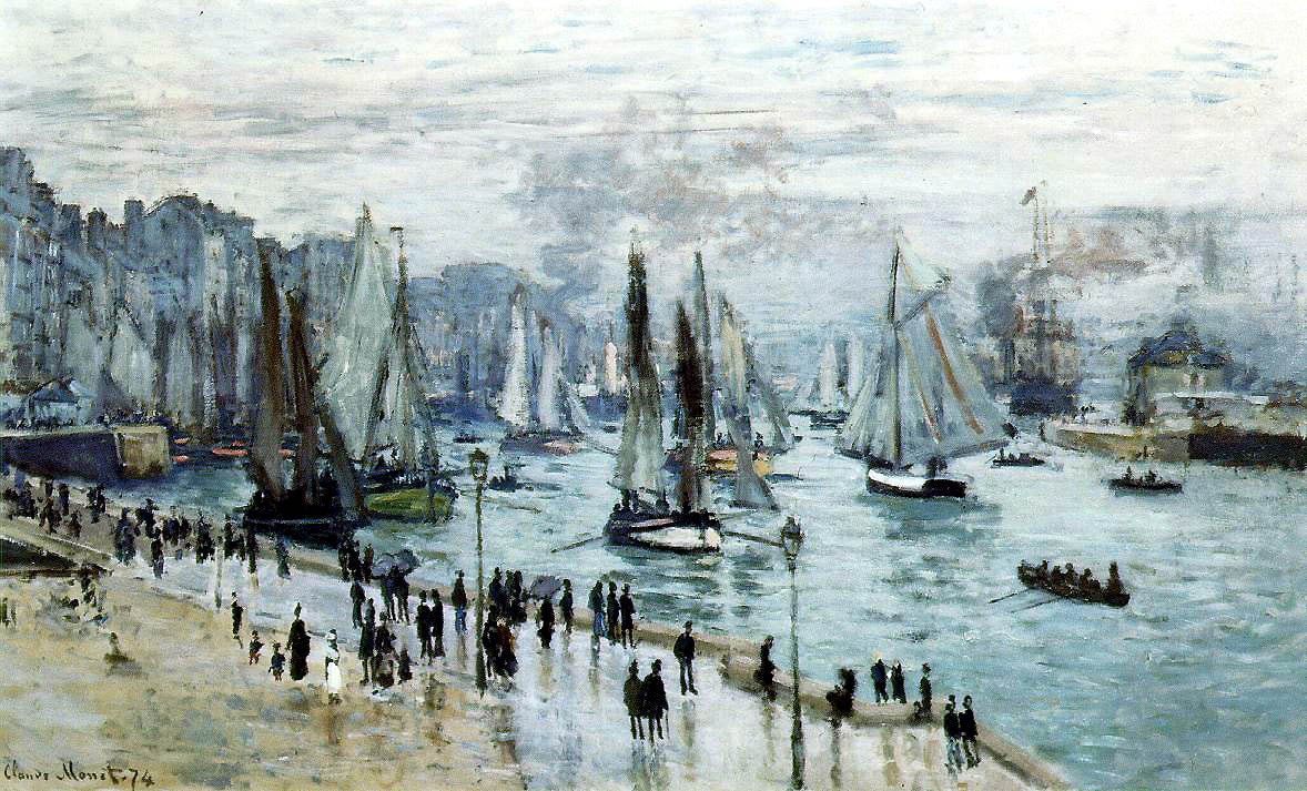 『ル・アーヴル港を出る漁船』 クロード・モネ 1874年 油彩・キャンバス 個人蔵