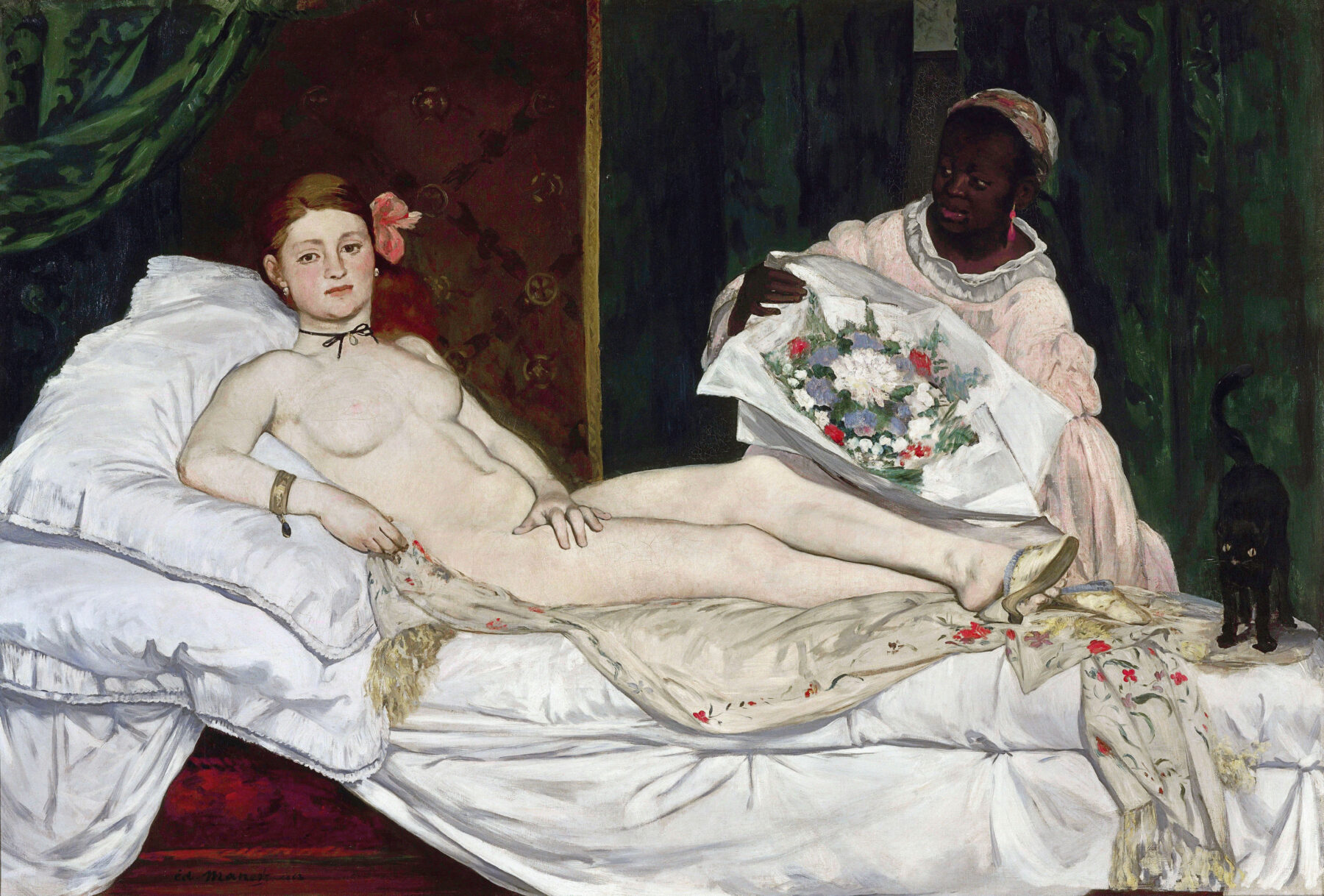 『オランピア』　エドゥアール・マネ　1863年　油彩・キャンバス　130.5×190cm　オルセー美術館所蔵