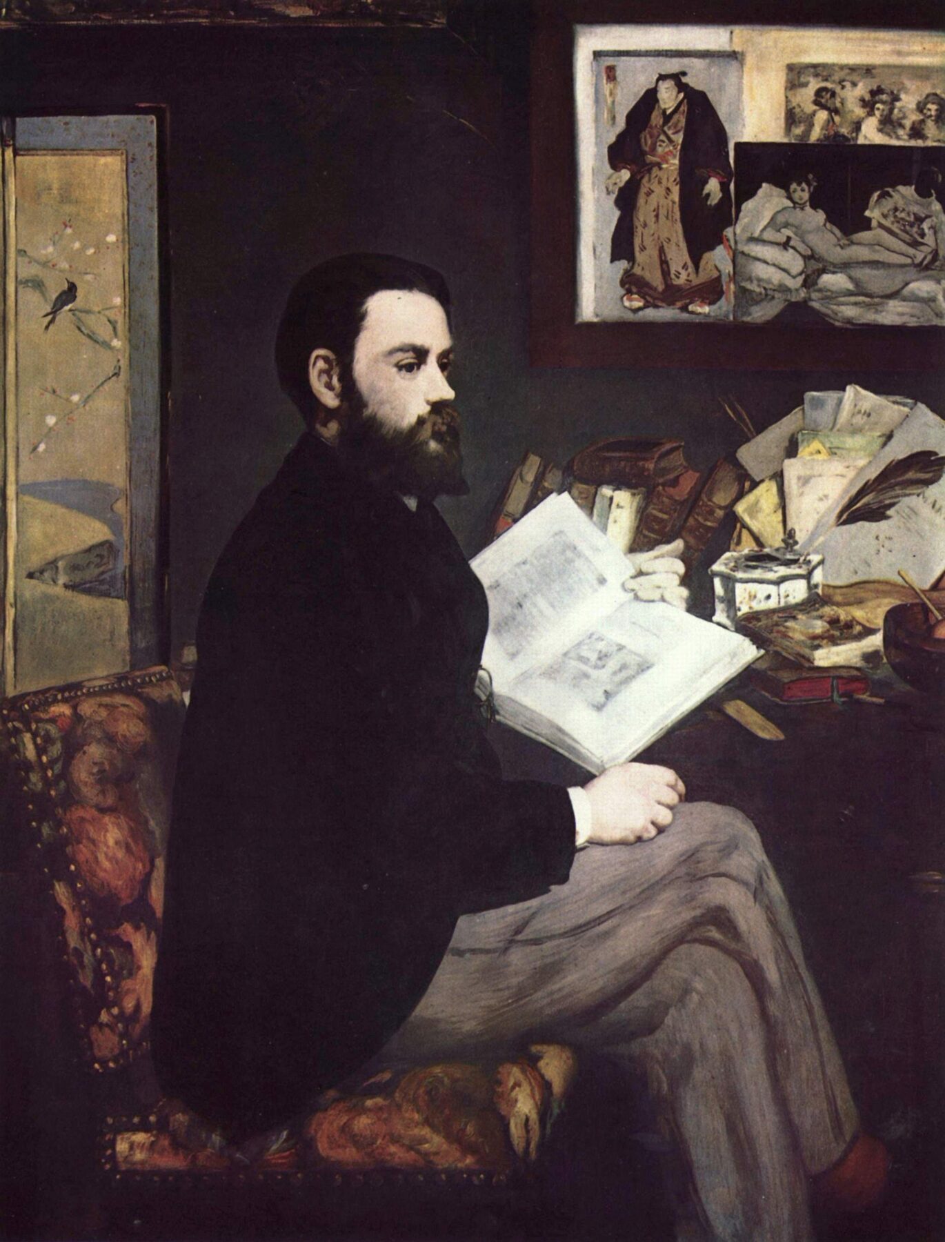 『エミール・ゾラの肖像』 エドゥアール・マネ 1868年 油彩・キャンバス 146.5×114cm オルセー美術館所蔵