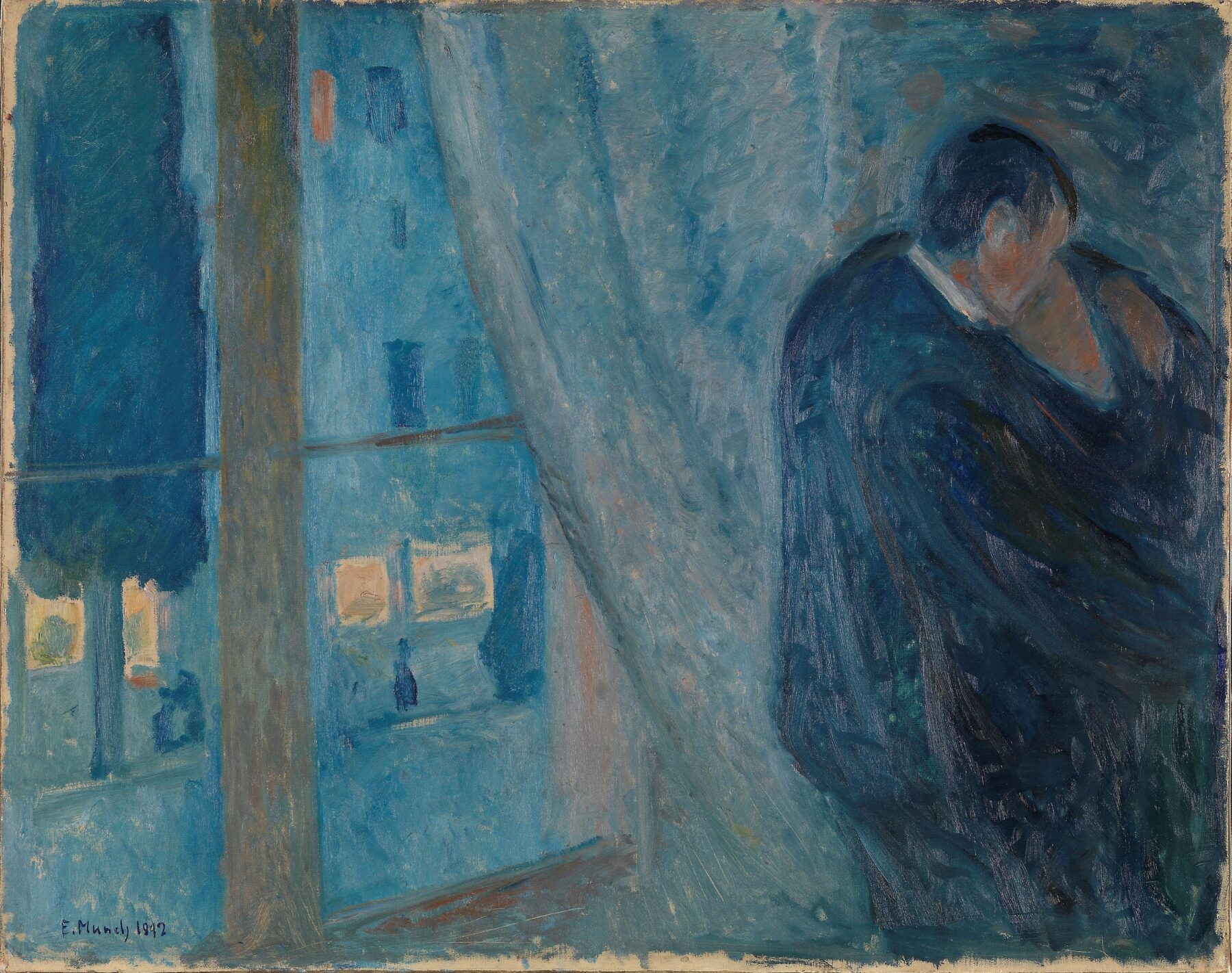 『窓辺の接吻』 エドヴァルド・ムンク 1892年 油彩・キャンバス 73×92cm ノルウェー国立美術館所蔵
