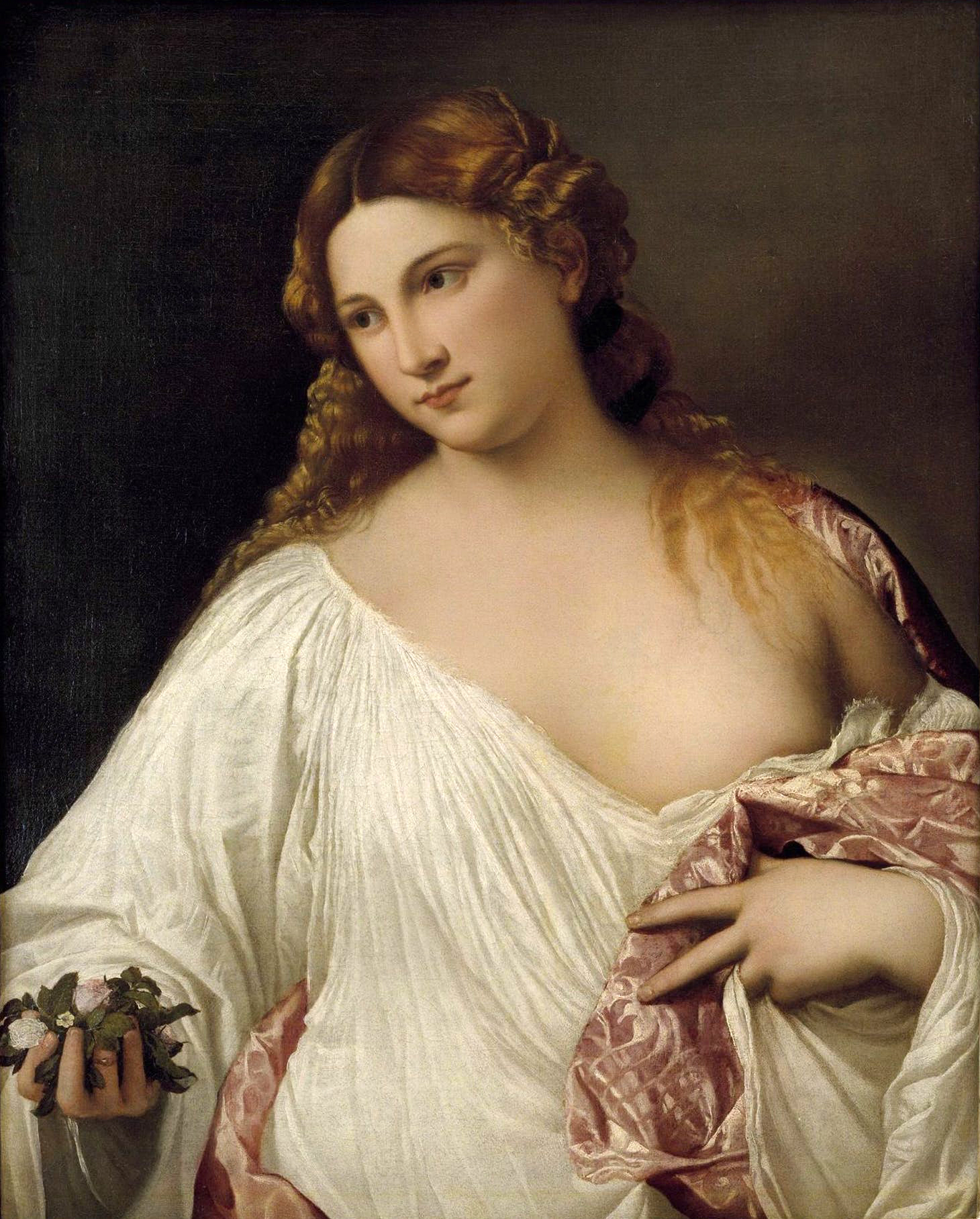 『フローラ』 ティツィアーノ 1515年頃 油彩・キャンバス 79.7×63.5cm ウフィツィ美術館所蔵
