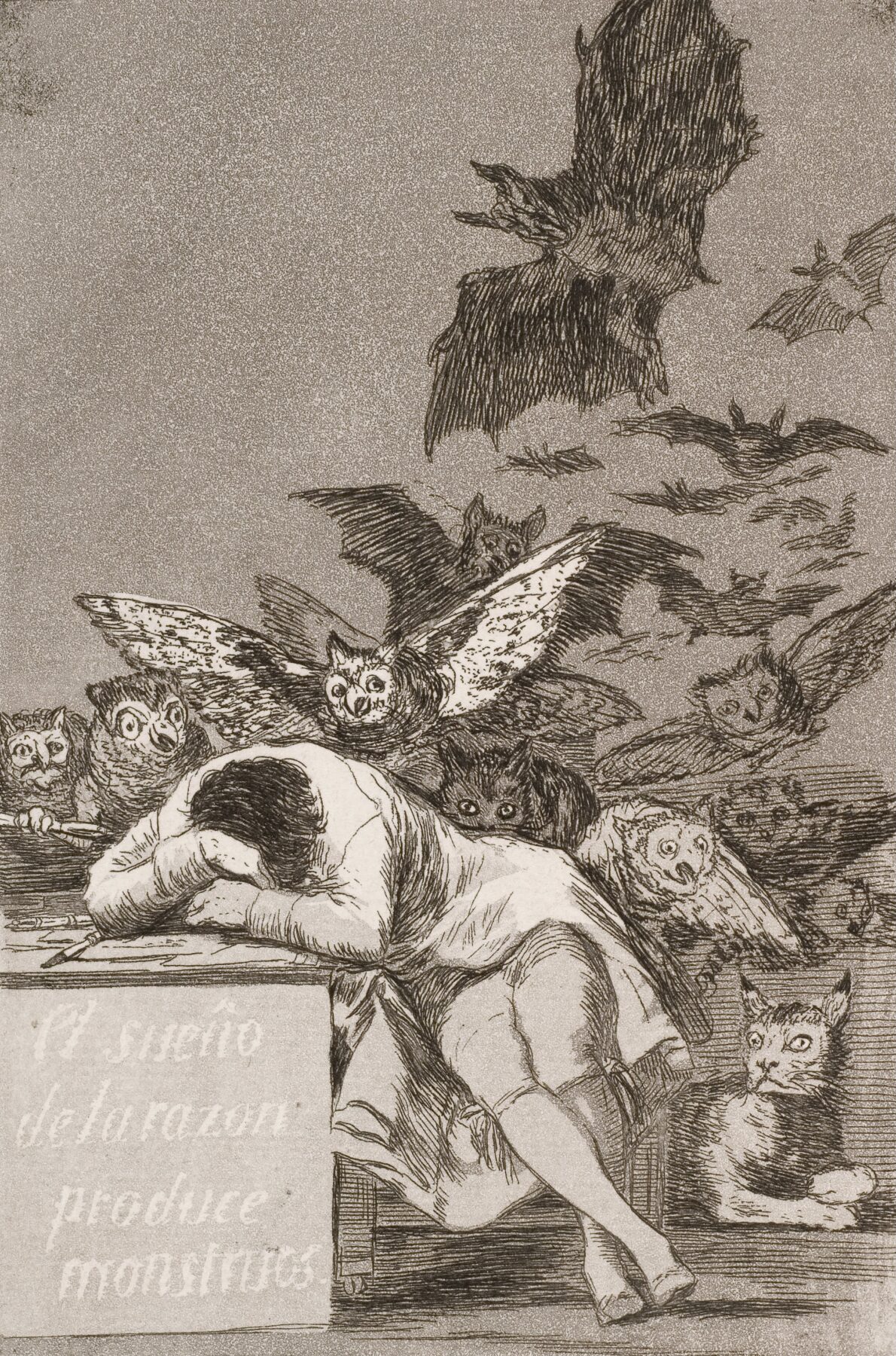 フランシスコ・デ・ゴヤ『理性の眠りは怪物を生む』1799年 エッチング、アクアチント 国立西洋美術館所蔵