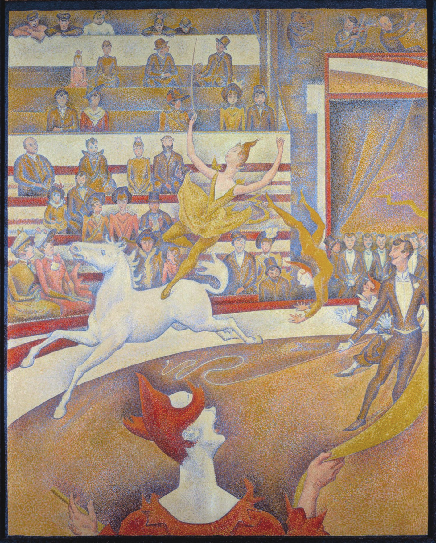 ジョルジュ・スーラ《サーカス》　1891年　油彩・キャンバス　オルセー美術館所蔵。晩年の代表作。