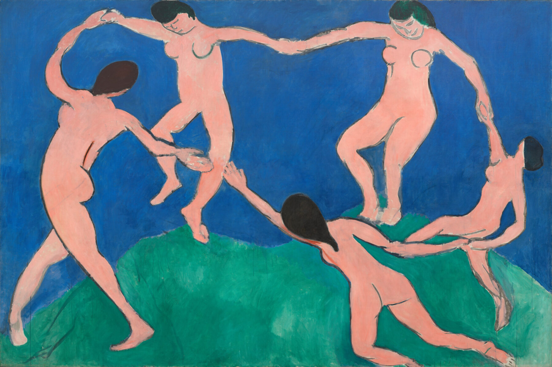 『ダンス（第1版）』　アンリ・マティス　1909年　油彩・キャンバス　259.7×390.1cm　ニューヨーク近代美術館所蔵