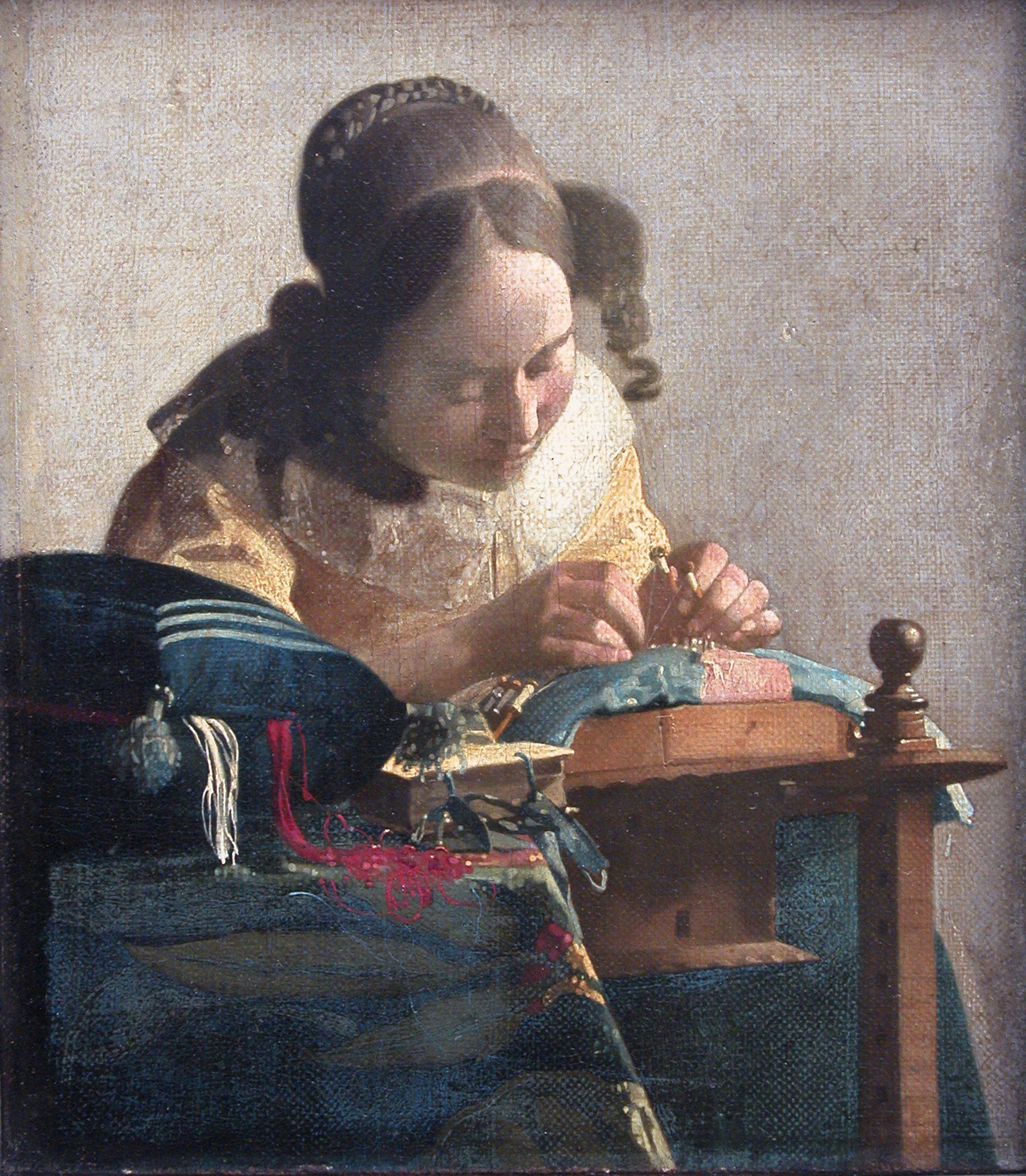 『レースを編む女』 ヨハネス・フェルメール 1669-1671年頃 油彩・キャンバス 24,5×21 cm ルーヴル美術館所蔵