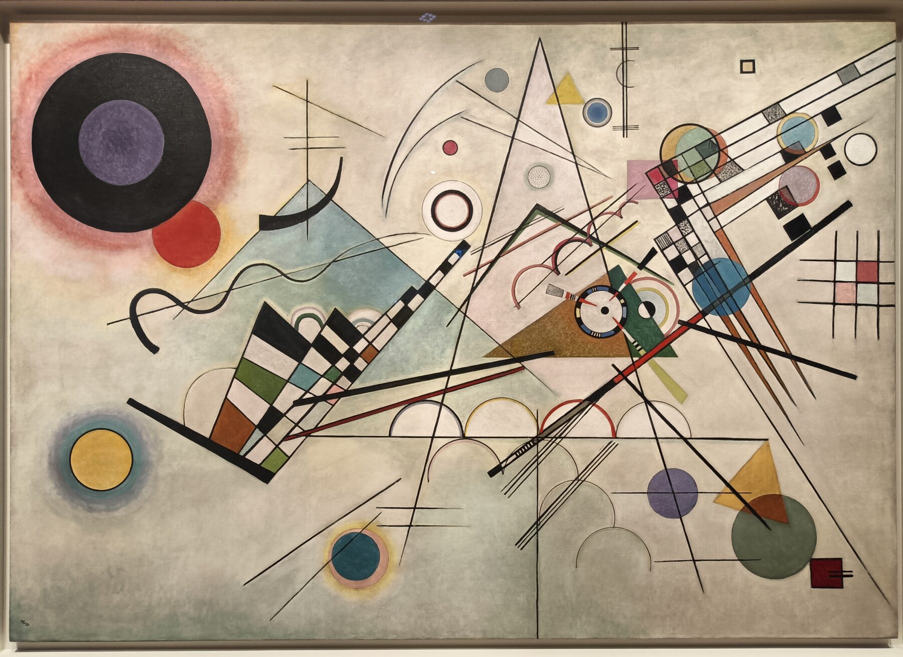ワシリー・カンディンスキー《Composition VIII》　1923年　油彩・キャンバス　グッゲンハイム美術館所蔵。抽象画を代表する幾何学的構成作品。