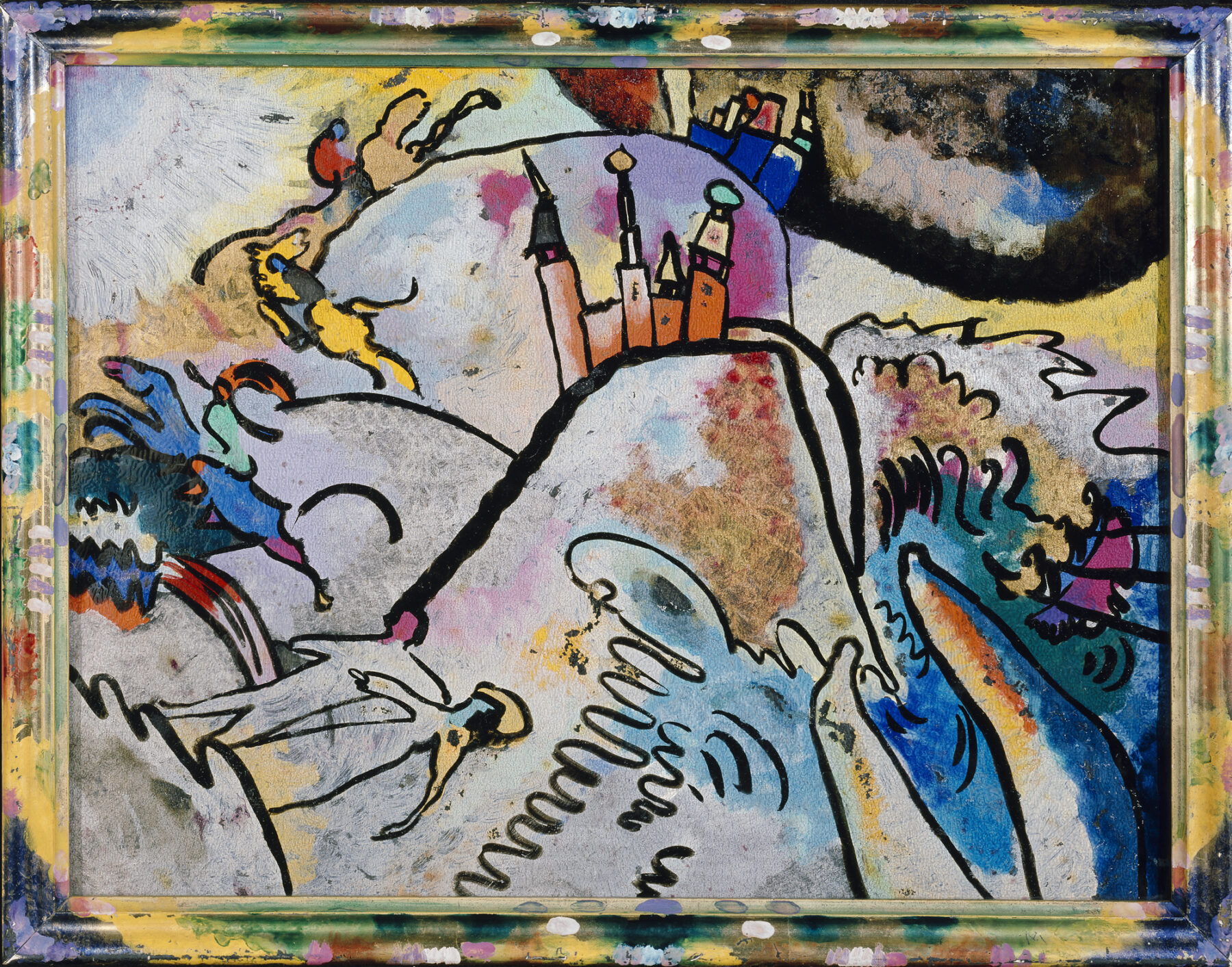 『太陽と』 ワシリー・カンディンスキー 1911年 ガラス絵 レンバッハハウス美術館所蔵