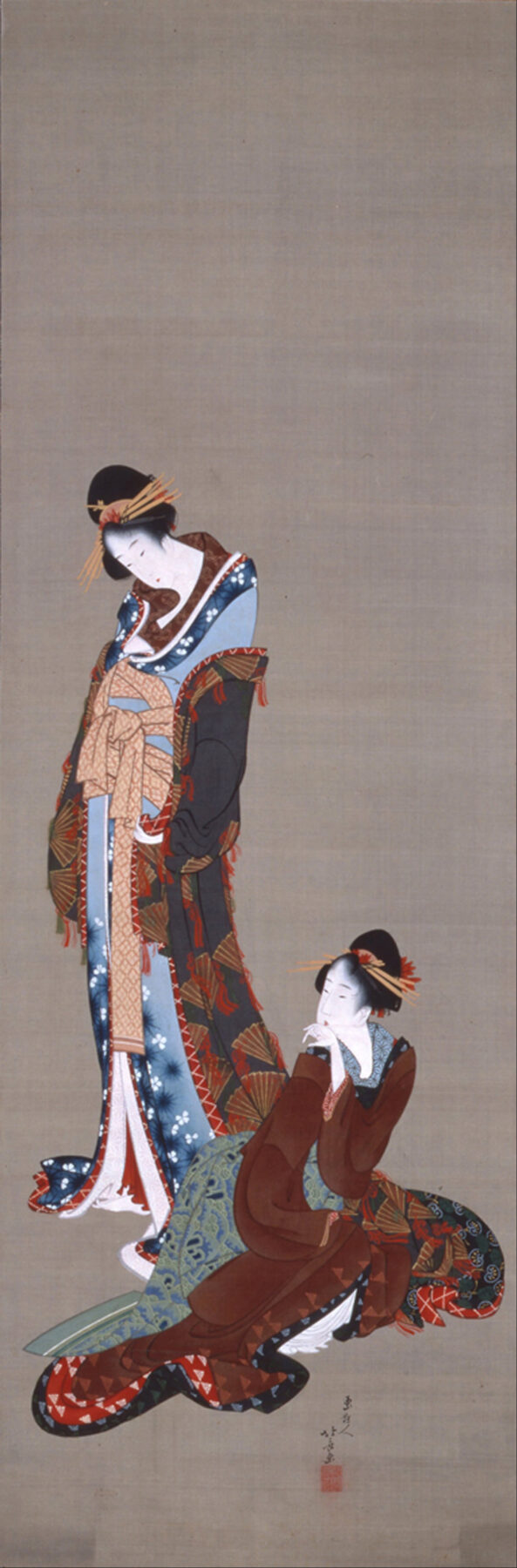 『二美人図』 葛飾北斎 1806–1813年頃 肉筆画(紙本着色) 「宗理風」と呼ばれる女性描写を示す作品 大英博物館所蔵