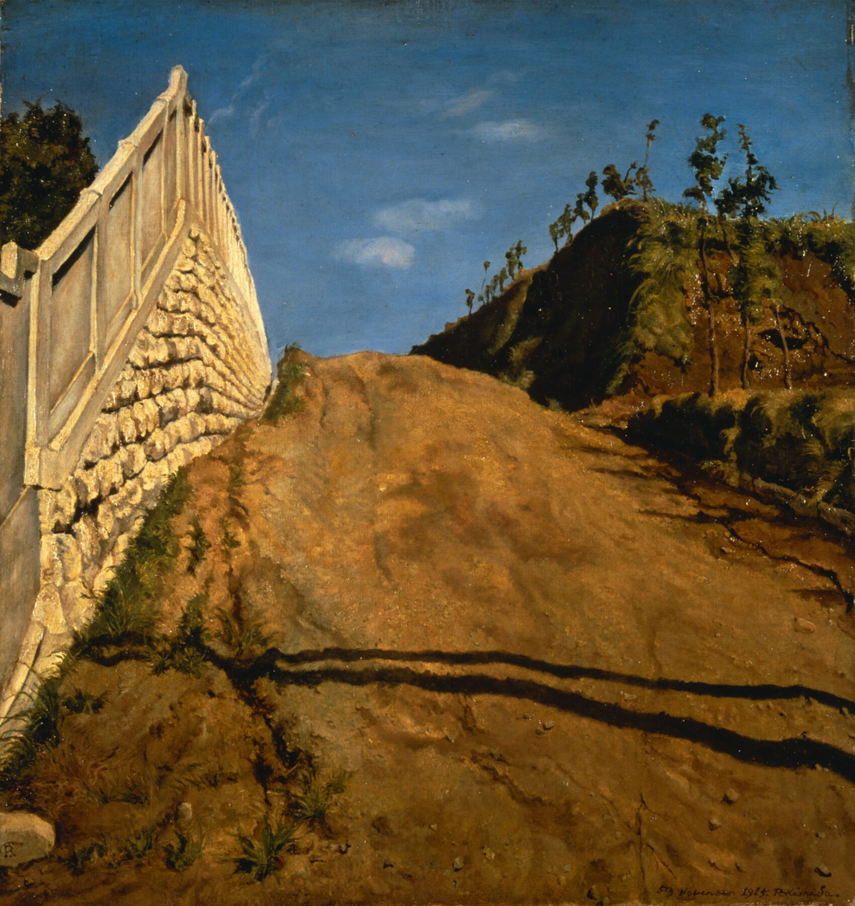 『道路と土手と塀（切通之写生）』　岸田劉生　1915年　油彩・キャンバス　56.0×53.0cm　東京国立近代美術館所蔵　重要文化財