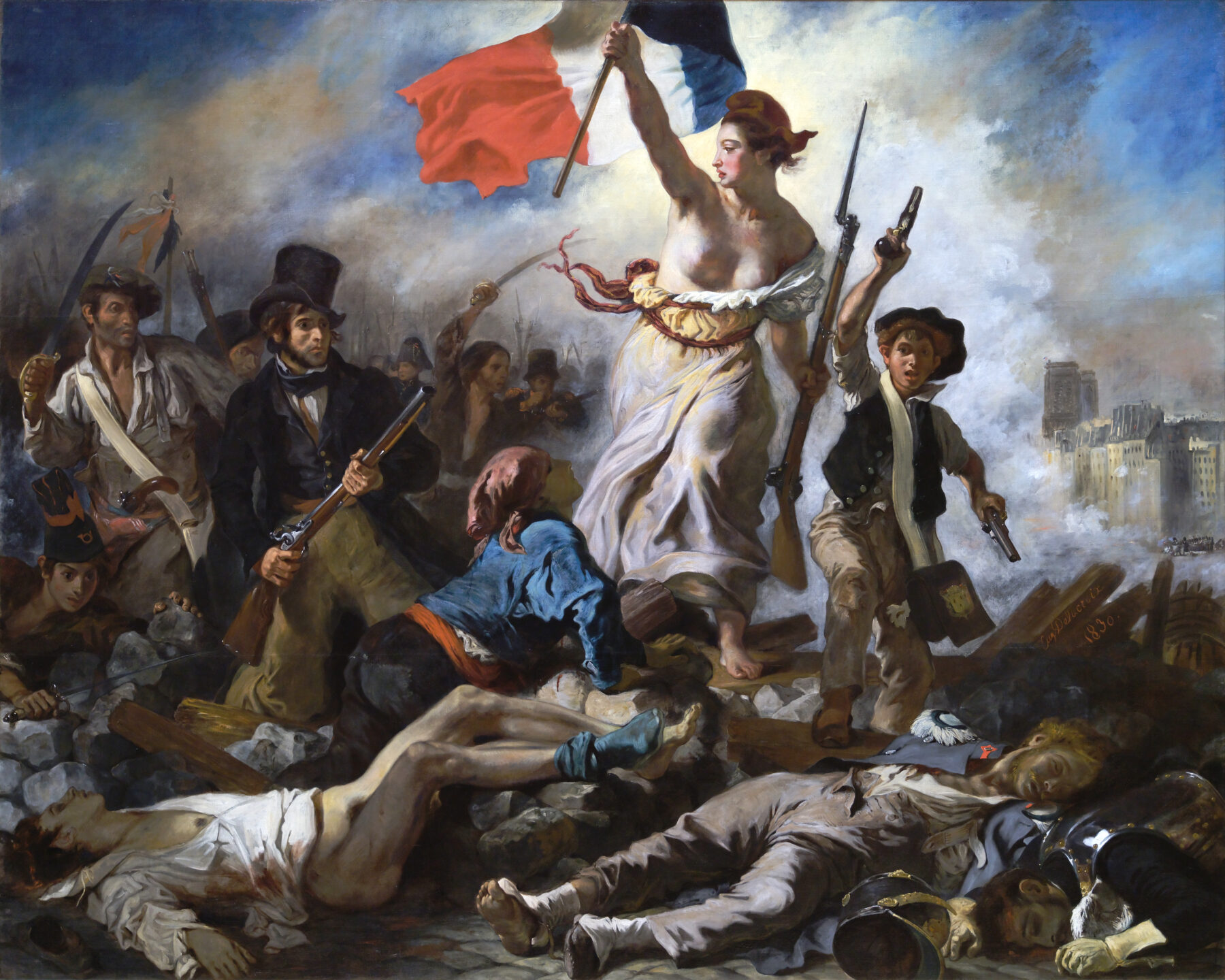 『民衆を導く自由の女神』　ウジェーヌ・ドラクロワ　1830年　油彩・キャンバス　259×325cm　ルーヴル美術館所蔵