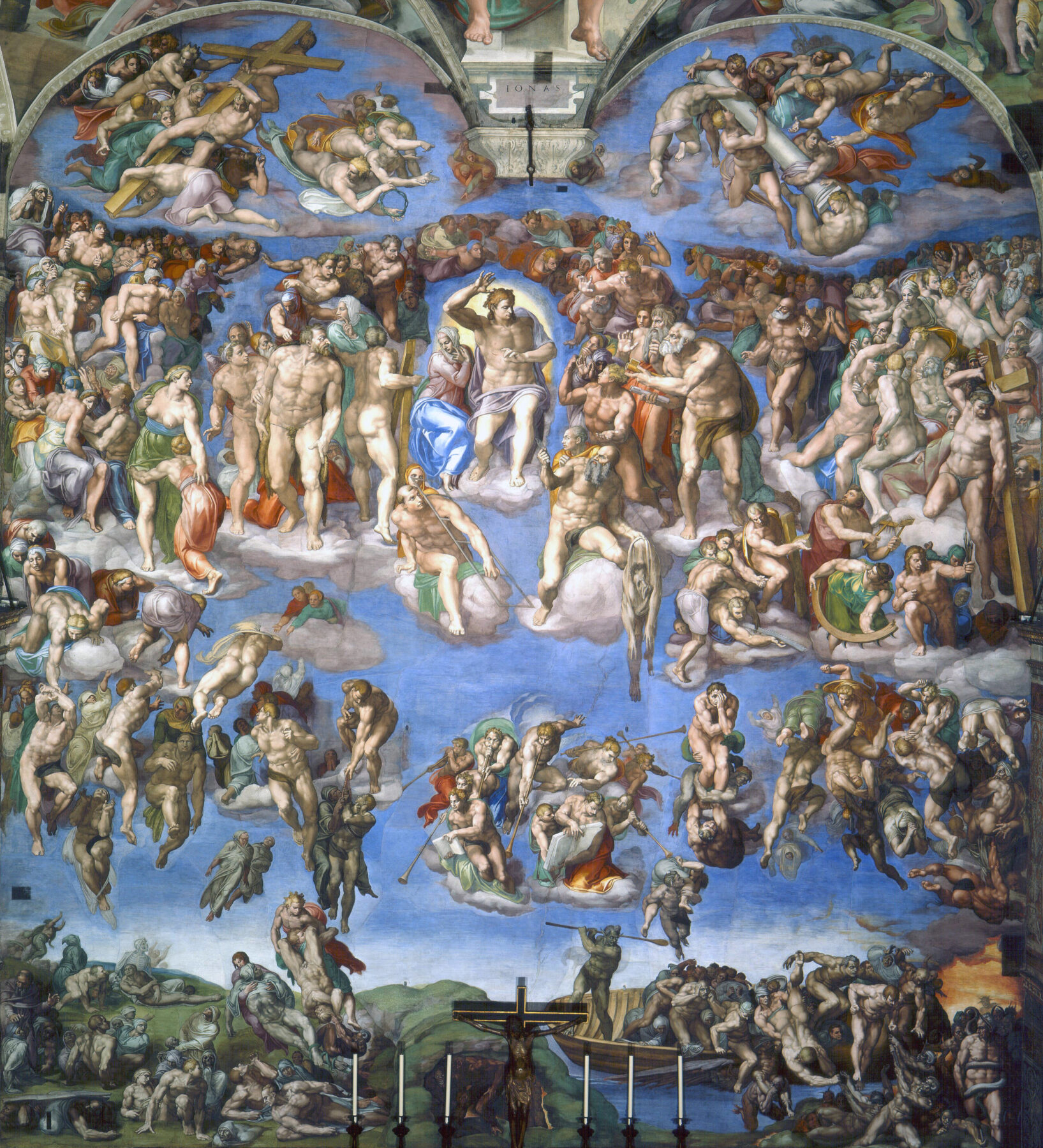 『最後の審判』 ミケランジェロ・ブオナローティ 1536〜1541年 フレスコ 約1370×1220cm システィーナ礼拝堂祭壇壁
