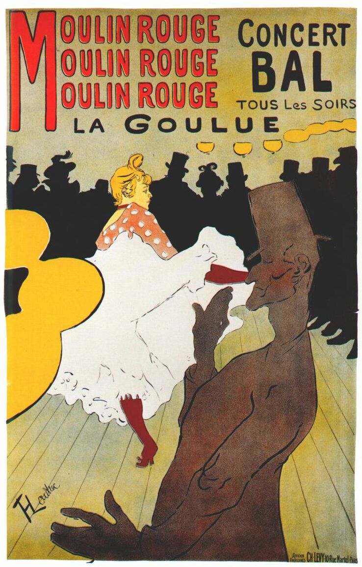 『ムーラン・ルージュのラ・グリュ』 アンリ・ド・トゥールーズ=ロートレック 1891年 リトグラフ(ポスター) アール・インスティテュート・オブ・シカゴ所蔵