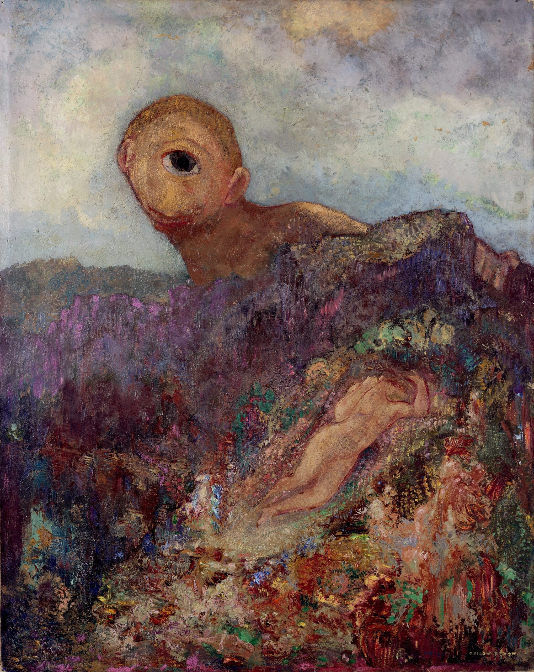 『キュクロプス』 オディロン・ルドン 1914年頃 油彩・厚紙（板に貼付） 65.8×52.7cm クレラー＝ミュラー美術館所蔵