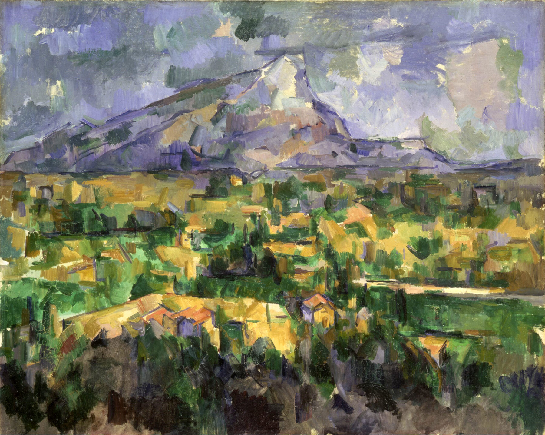 『サント＝ヴィクトワール山』　ポール・セザンヌ　1902–1904年　油彩・キャンバス　フィラデルフィア美術館所蔵