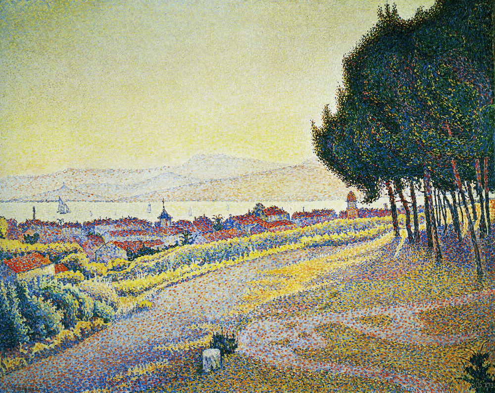 『夕暮れのサン＝トロペの町（オーパス233）』　ポール・シニャック　1892年　油彩・キャンバス　64.6×80.5cm　宮崎県立美術館所蔵