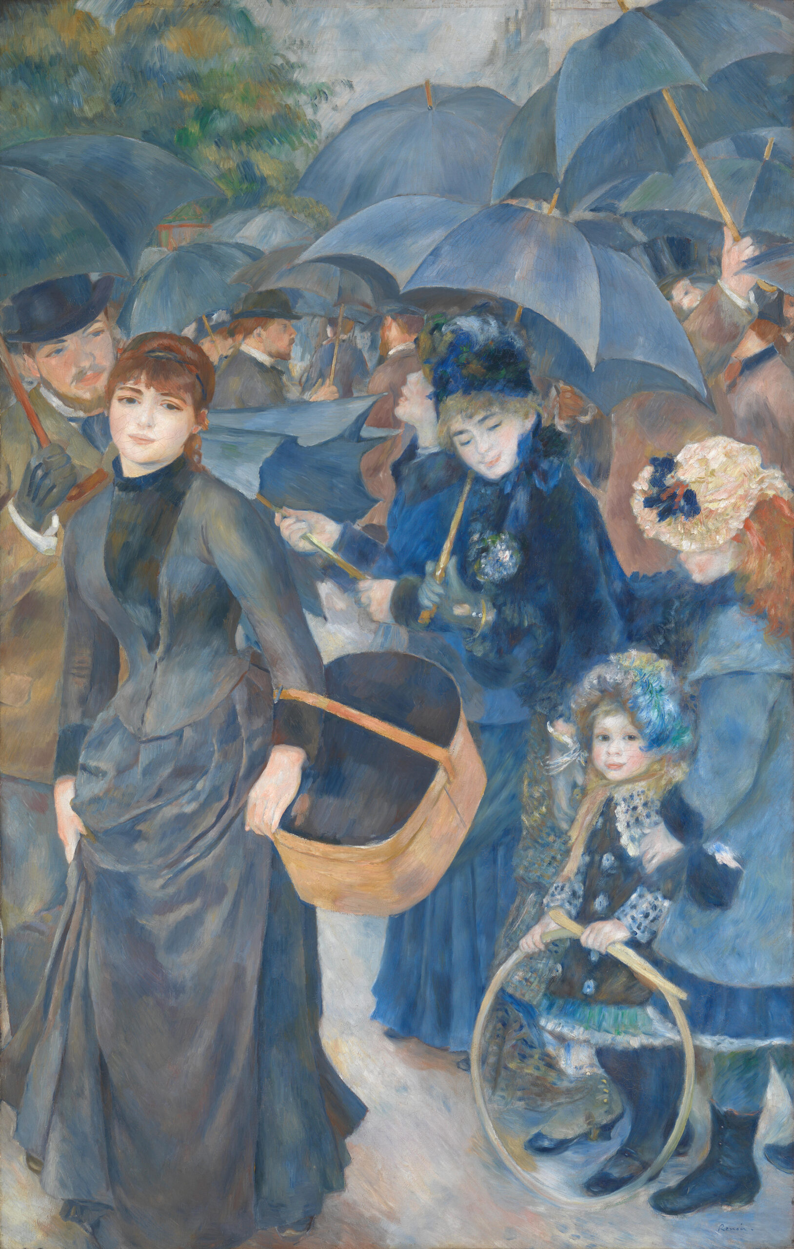 『雨傘』　ピエール＝オーギュスト・ルノワール　1881–1886年頃　油彩・キャンバス　180.3×114.9cm　ナショナル・ギャラリー（ロンドン）所蔵