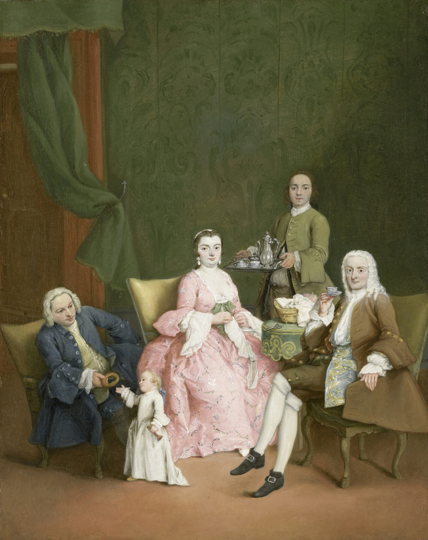 『コーヒーを給仕する召使いのいるヴェネツィア家族の肖像』 ピエトロ・ロンギ 1752年 油彩・キャンバス 60.2×48.2cm アムステルダム国立美術館所蔵