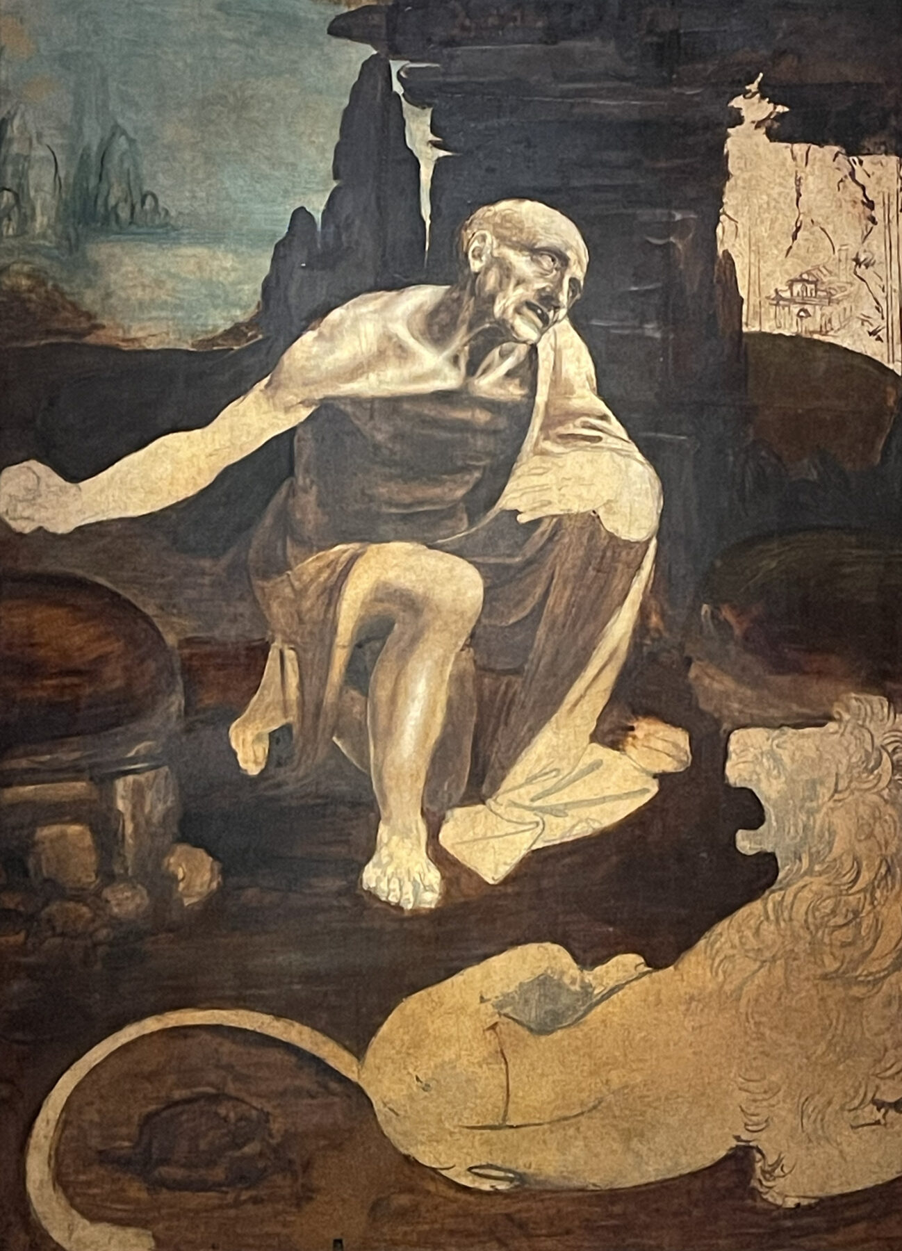『聖ヒエロニムス』 レオナルド・ダ・ヴィンチ 1480年頃 未完成 板 103×75cm ヴァチカン美術館所蔵