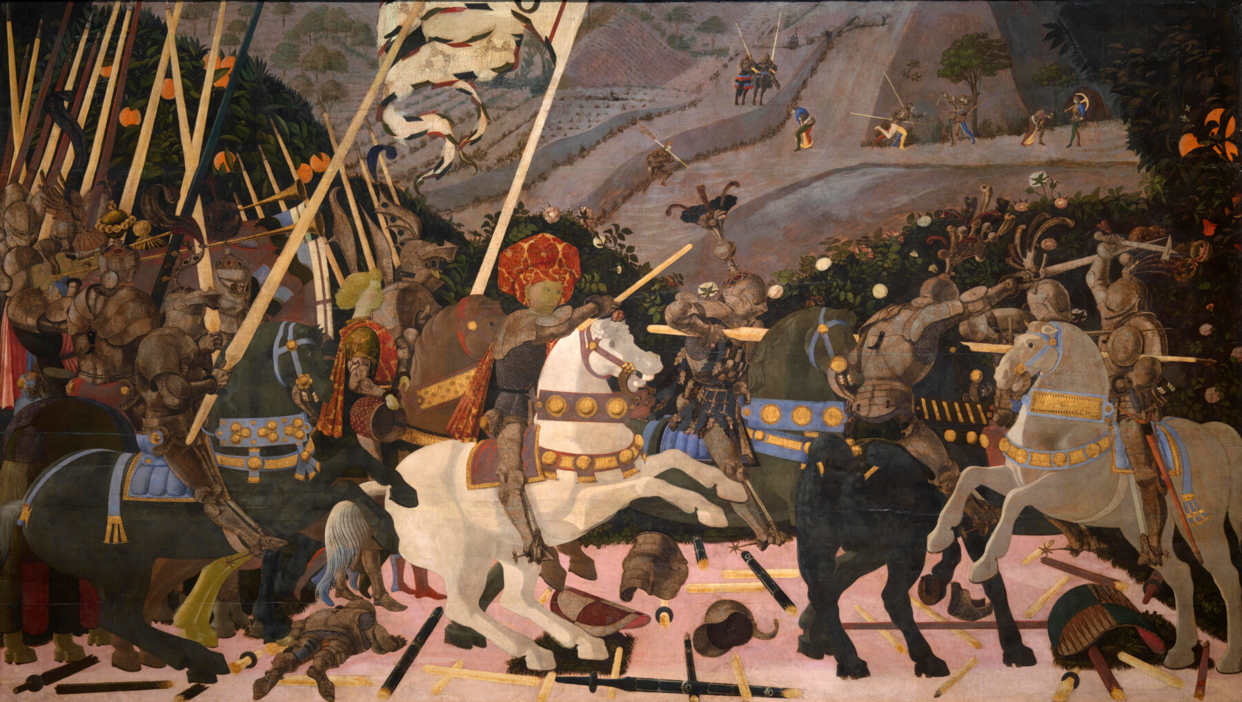 『サン・ロマーノの戦い』 パオロ・ウッチェロ 1438–1440年頃 テンペラ・板 182×320cm ナショナル・ギャラリー所蔵