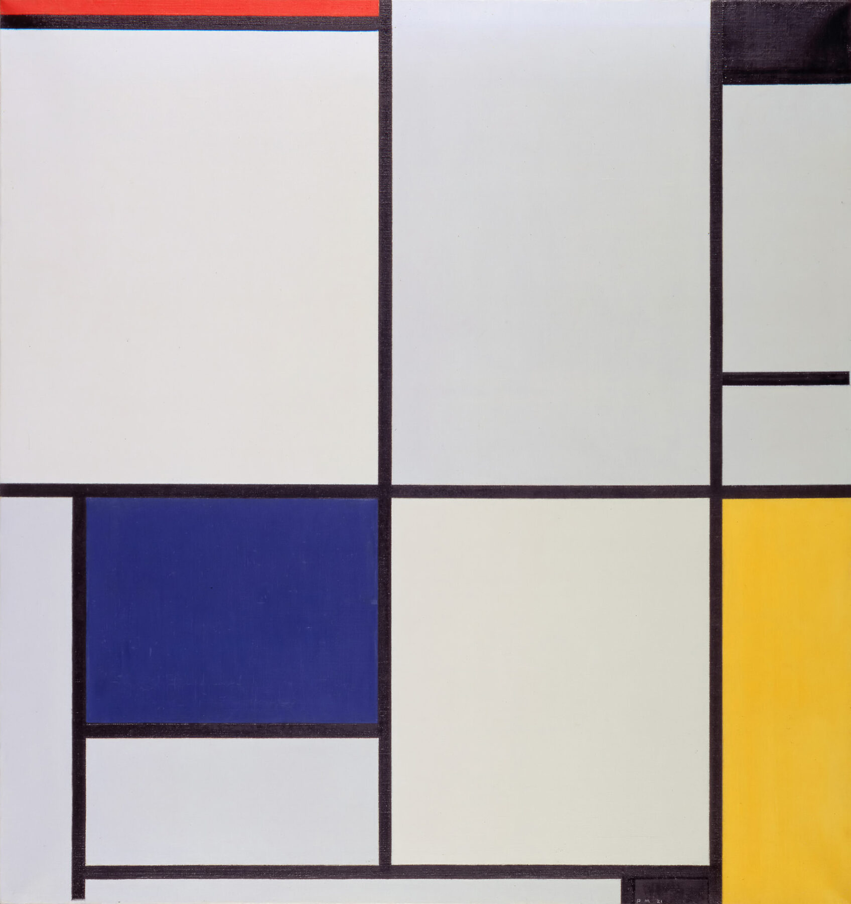 『コンポジション I』　ピート・モンドリアン　1921年　油彩・キャンバス　103×100cm　ハーグ市立美術館所蔵

