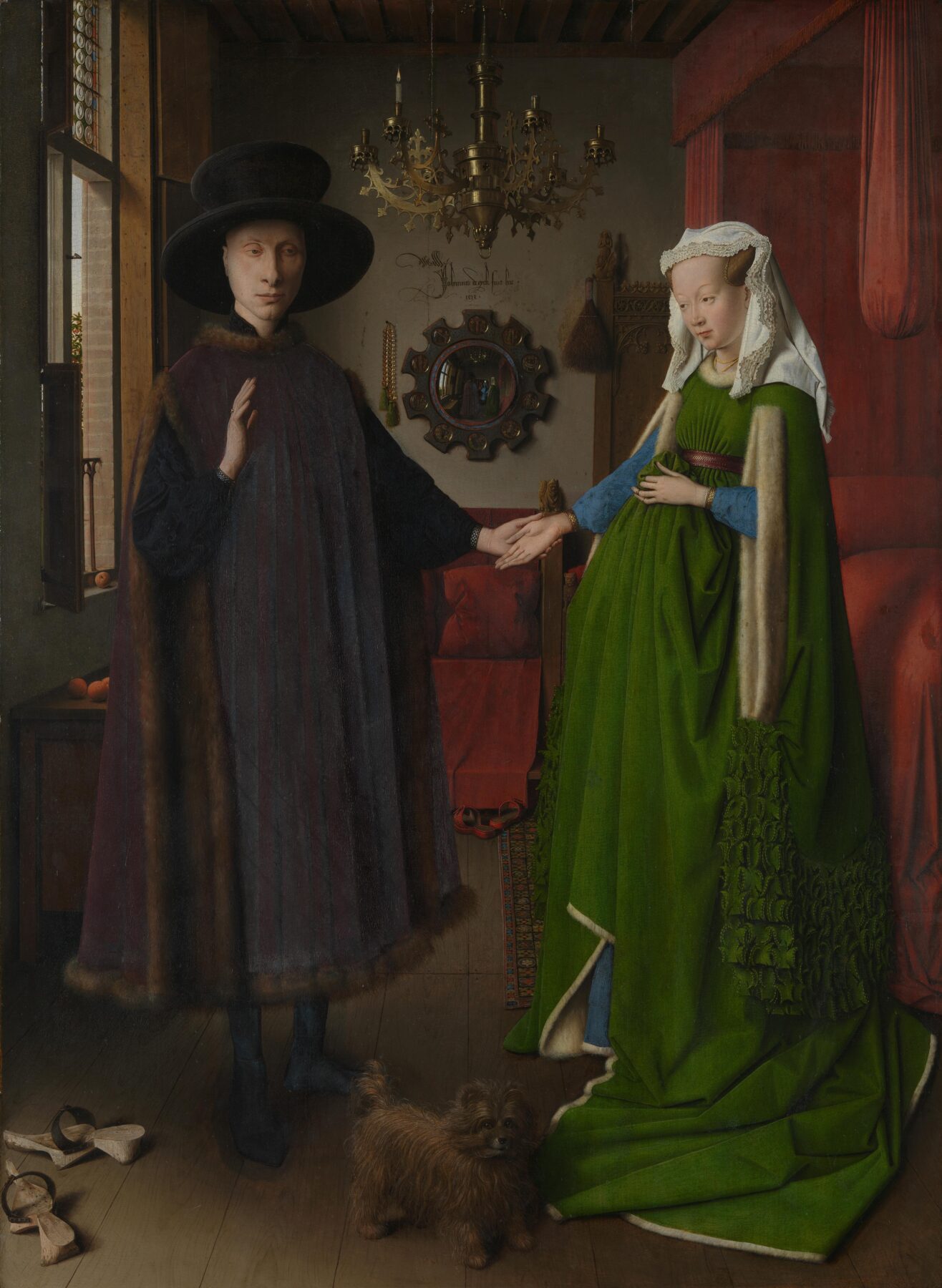 『アルノルフィーニ夫妻像』 ヤン・ファン・エイク 1434年 油彩・オーク板 82×59.5cm ナショナル・ギャラリー所蔵