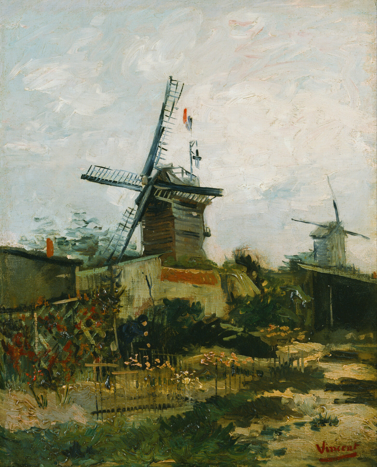 『モンマルトルの風車』 フィンセント・ファン・ゴッホ 1886年 油彩・キャンヴァス 46.5×38cm アーティゾン美術館所蔵
