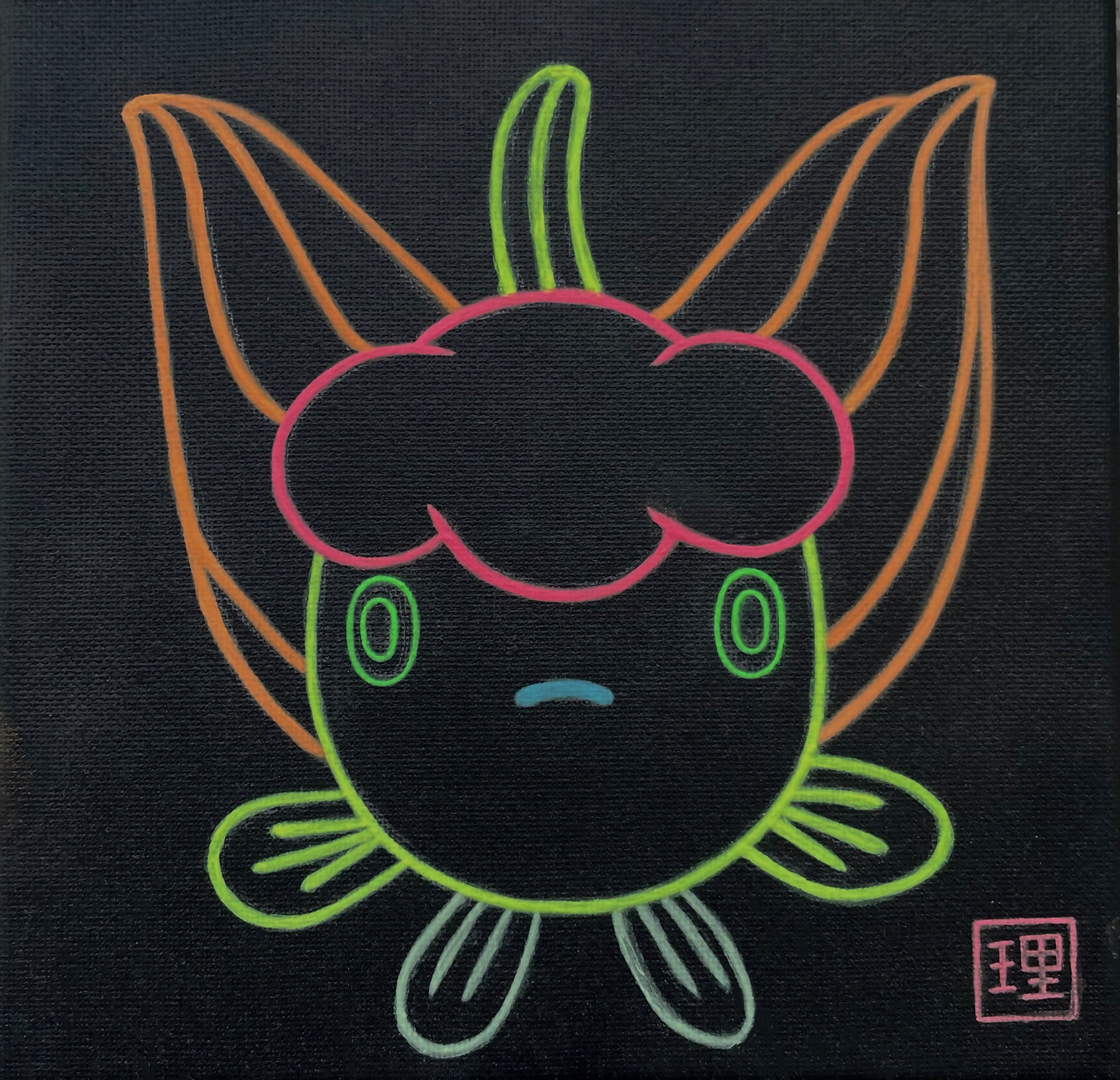 斎藤理絵『ネオンサイン(丹頂)』水彩画、S0号