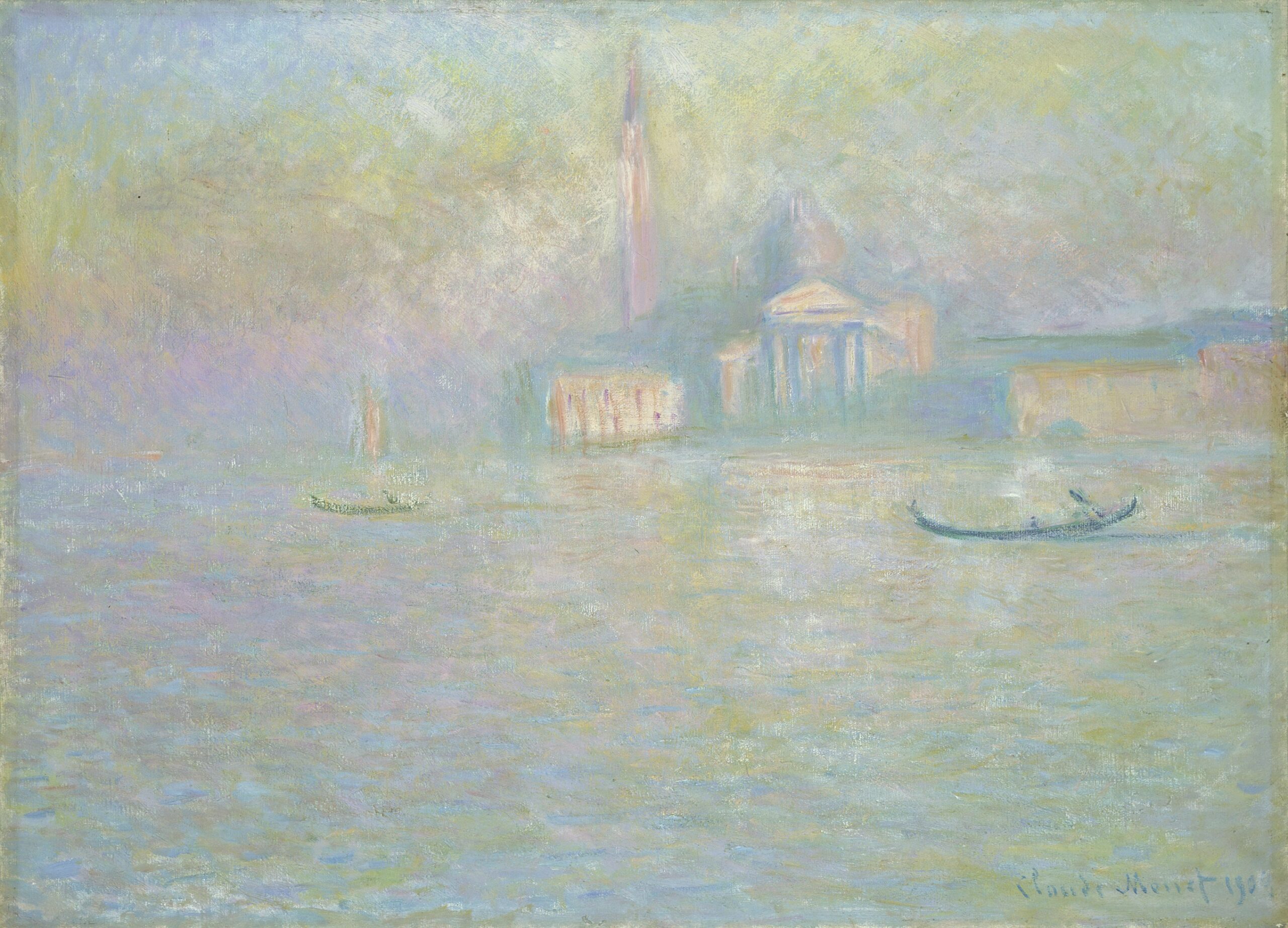 《サン・ジョルジョ・マッジョーレ、ヴェネツィア》クロード・モネ、1908年、油彩／カンヴァス、59.2 × 81.2 cm、ウェールズ国立美術館所蔵