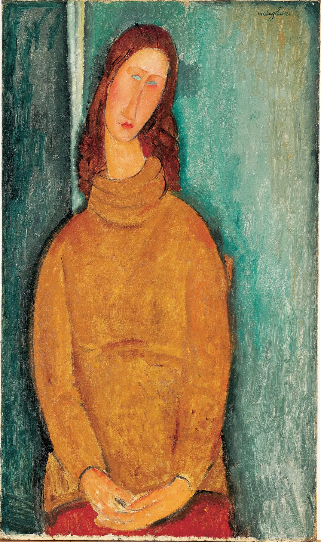 《ジャンヌ・エビュテルヌの肖像》 アメデオ・モディリアーニ 1919年 油彩・カンヴァス 92.3×54.5cm 大原美術館所蔵
