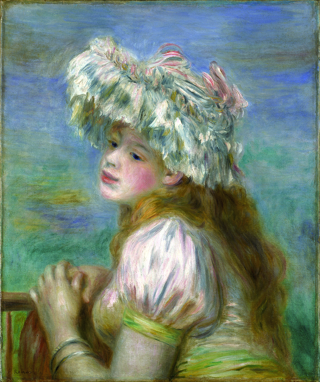 《レースの帽子の少女》 ピエール＝オーギュスト・ルノワール 1891年 油彩・カンヴァス 55.1×46.0cm ポーラ美術館所蔵