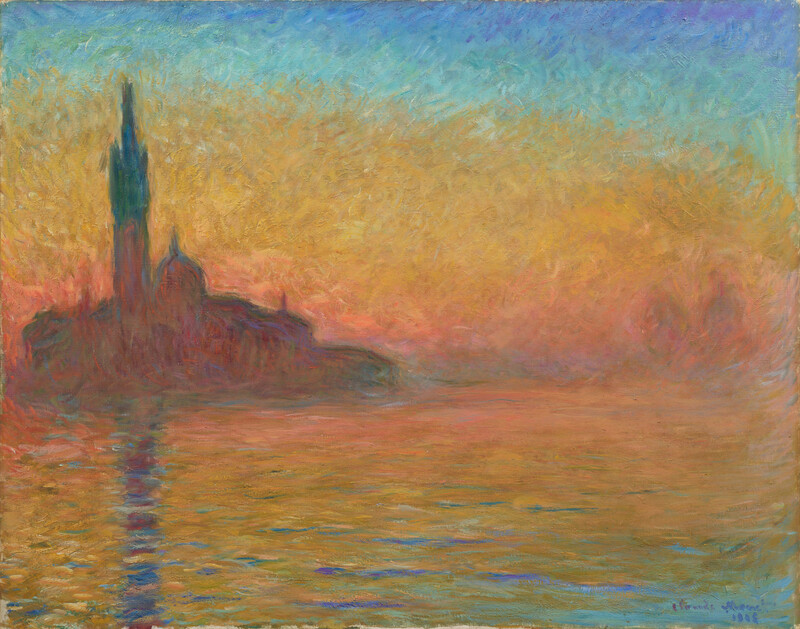 《黄昏、ヴェネツィア》クロード・モネ、1908年、油彩／カンヴァス、73 × 92.5 cm、アーティゾン美術館所蔵
