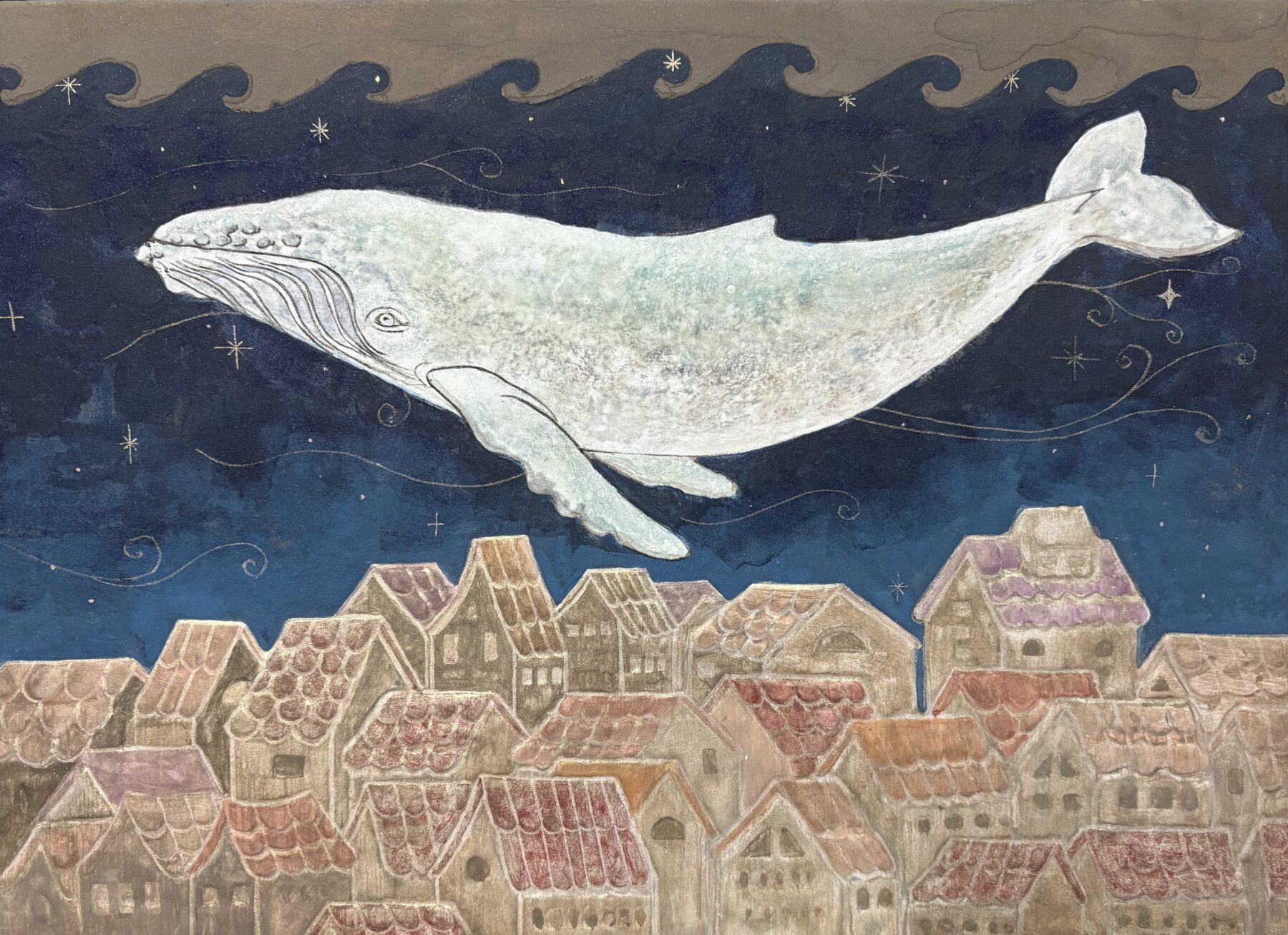 『Winds in the east』西岡詩奈　F4号　日本画（岩絵具・麻紙・水干絵具・パール）