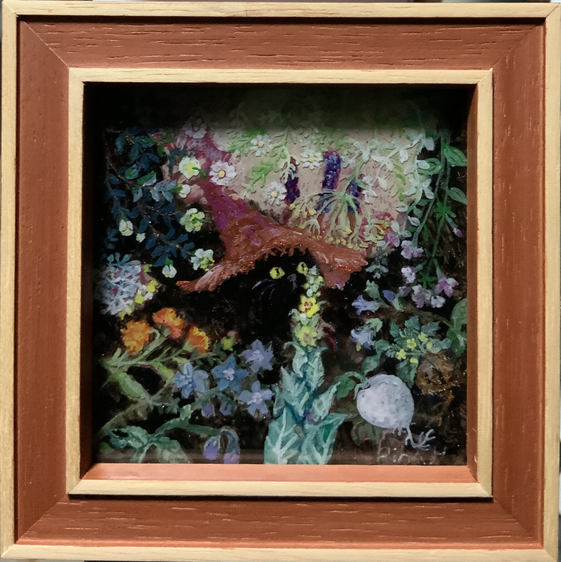 『the witCh's secreT gArden』長谷川理奈　アクリル画　レジン・ミクストメディア　6.8×6.8cm