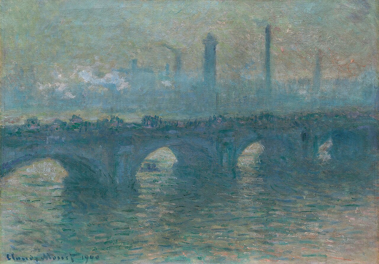 『ウォータールー橋、灰色の天候』　クロード・モネ　1900年　油彩・カンヴァス　65.4×92.6cm　シカゴ美術館所蔵　画像：Wikimedia Commons／CC BY-SA 4.0