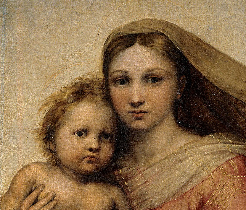 『システィーナの聖母』聖母子部分　ラファエロ　1512～1513年　油彩・キャンバス　アルテ・マイスター絵画館所蔵