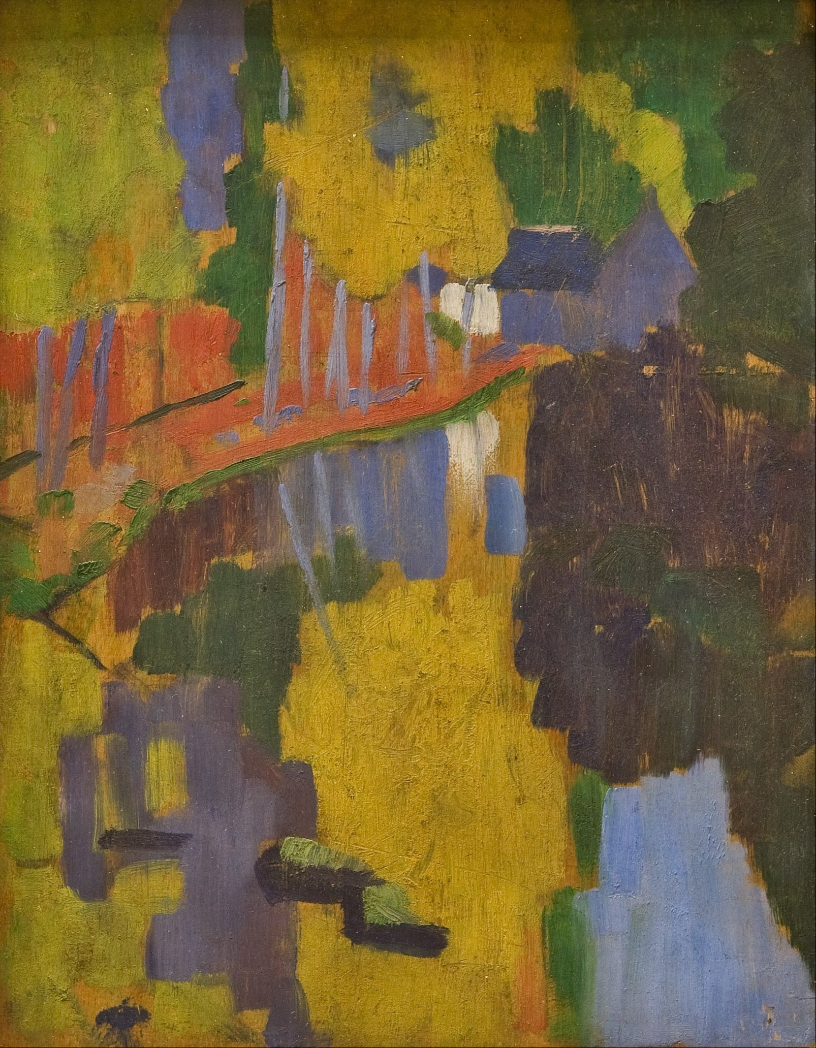 『タリスマン（護符）、愛の森を流れるアヴェン川』　ポール・セリュジエ　1888年　油彩／板　27×21.5cm　オルセー美術館所蔵