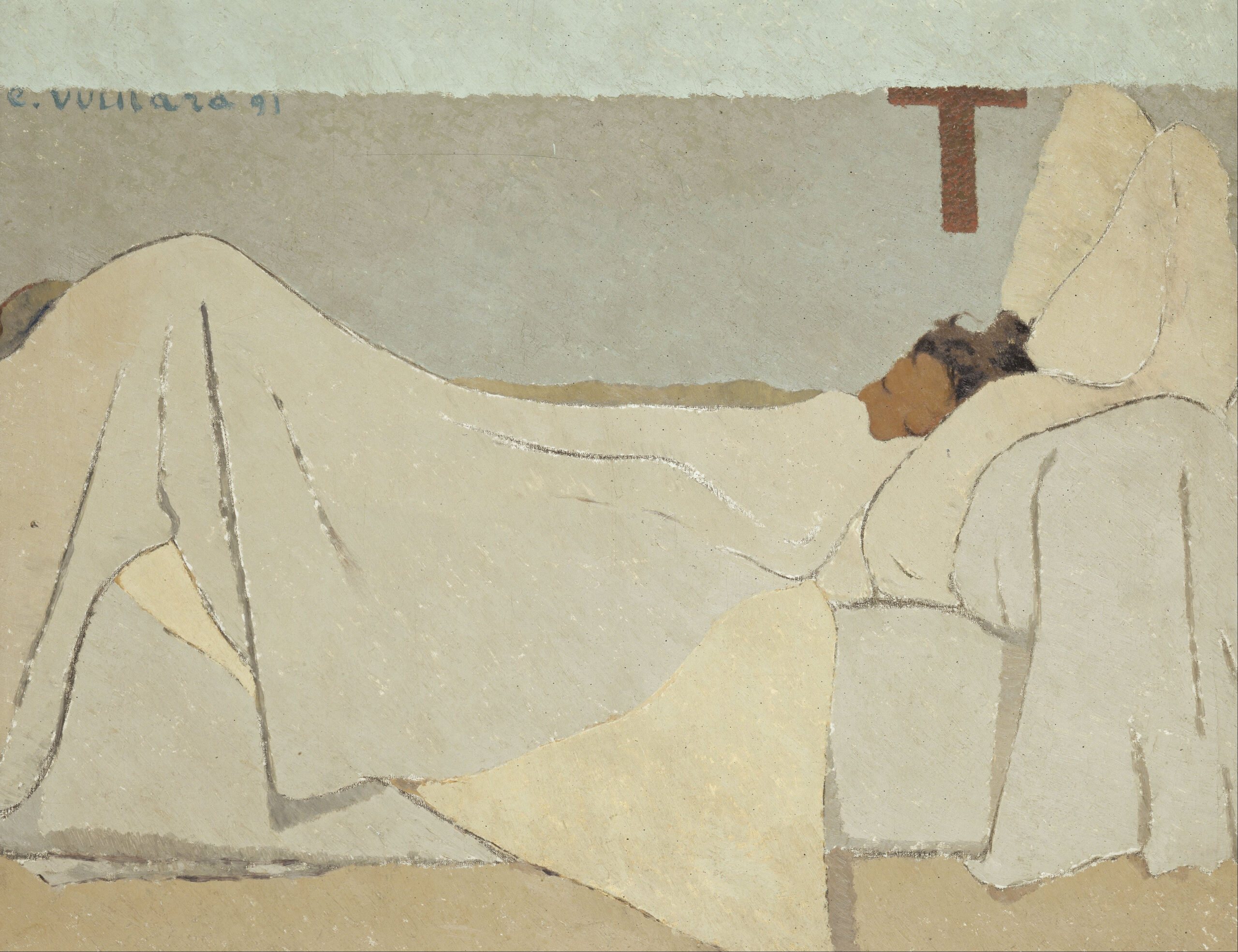 『ベッドにて』　エドゥアール・ヴュイヤール　1891年　油彩／キャンバス　74×92cm　オルセー美術館所蔵