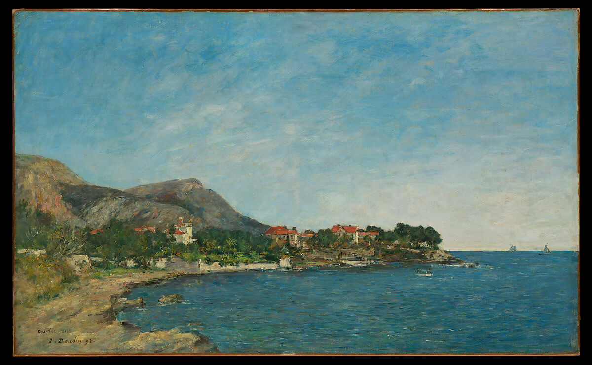 『ボーリュー：フルミ湾』（Beaulieu： The Bay of Fourmis）ウジェーヌ・ブーダン 1892年 油彩・キャンバス 54.9×90.2cm メトロポリタン美術館所蔵