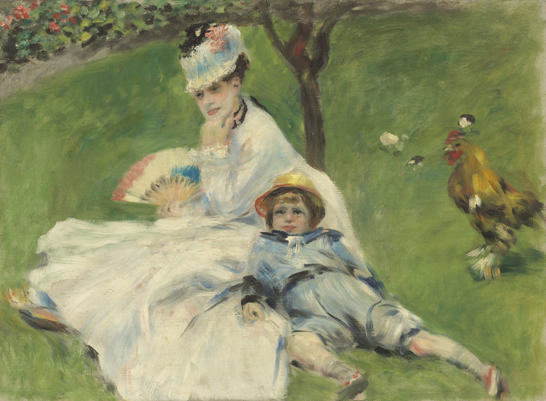 『モネ夫人とその息子』 ピエール＝オーギュスト・ルノワール 1874年 油彩・キャンバス 50.4×68cm ナショナル・ギャラリー・オブ・アート所蔵
