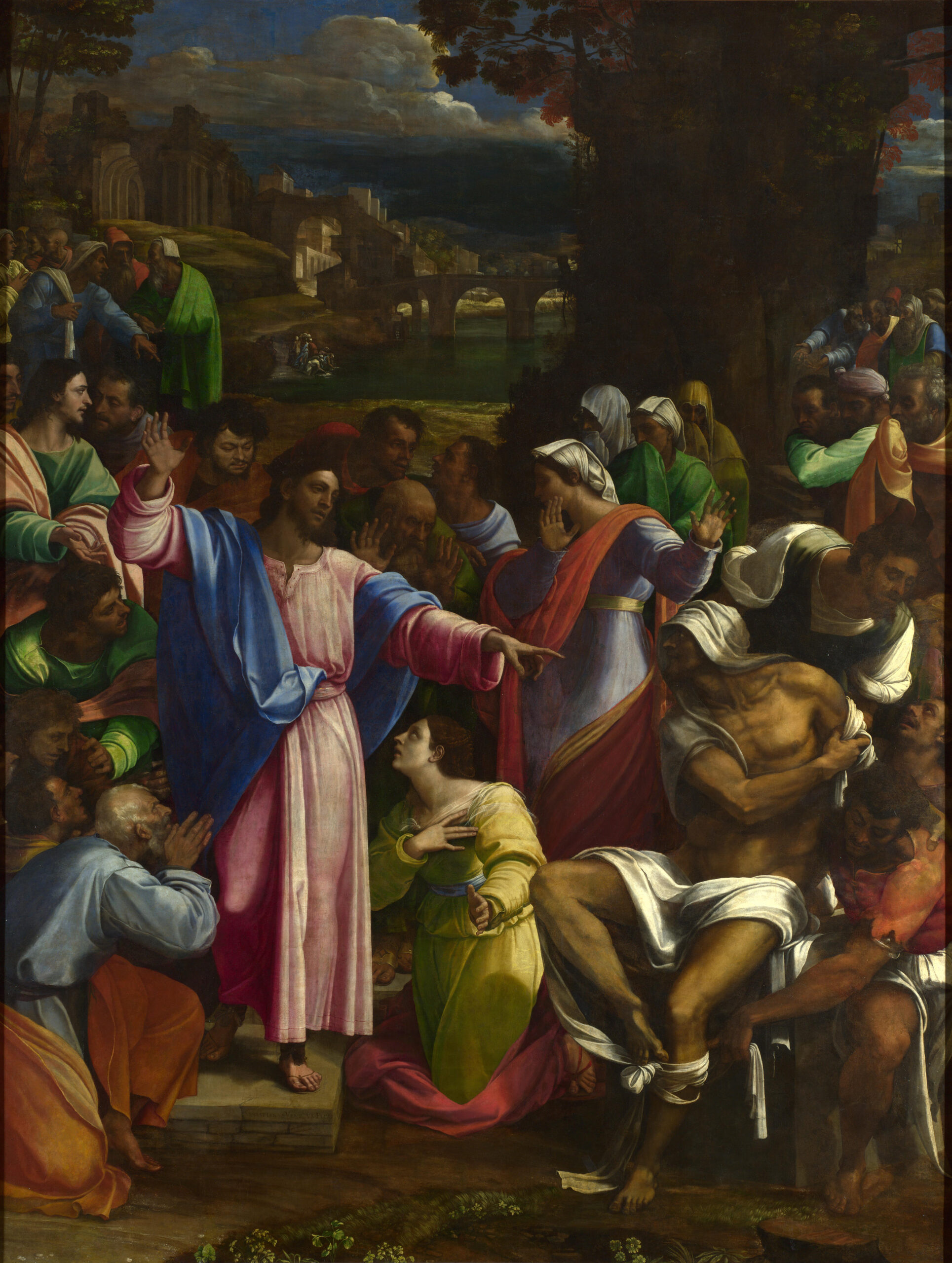 『ラザロの復活』　セバスティアーノ・デル・ピオンボ　1517～1519年頃　油彩・キャンバス　381×289.6cm　ナショナル・ギャラリー所蔵