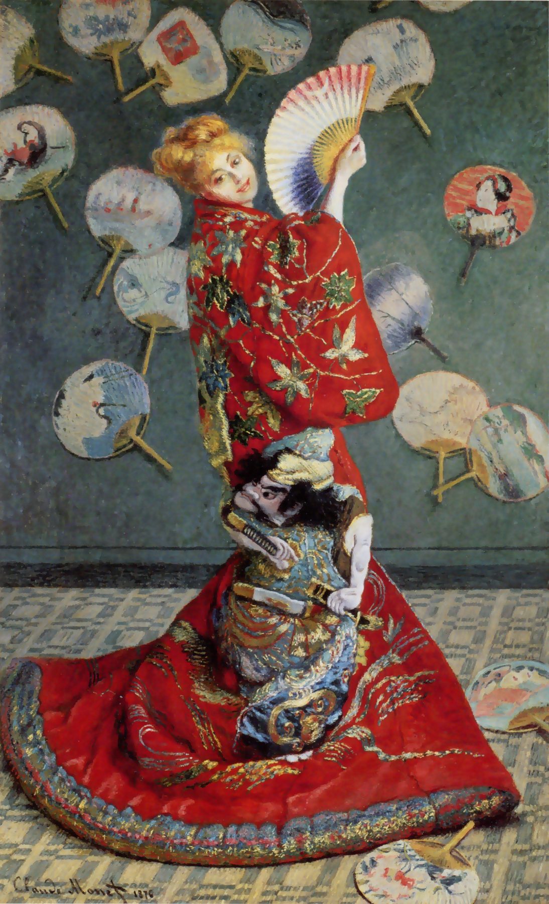 『ラ・ジャポネーズ』クロード・モネ　1876年　油彩・キャンバス　231.8×142.3cm　ボストン美術館所蔵　モデルは妻カミーユ