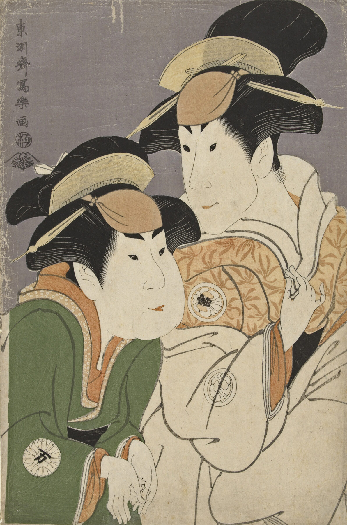 『二代目瀬川富三郎の大岸蔵人妻やどり木と中村万世の腰元若草』 東洲斎写楽 1794年 大判錦絵